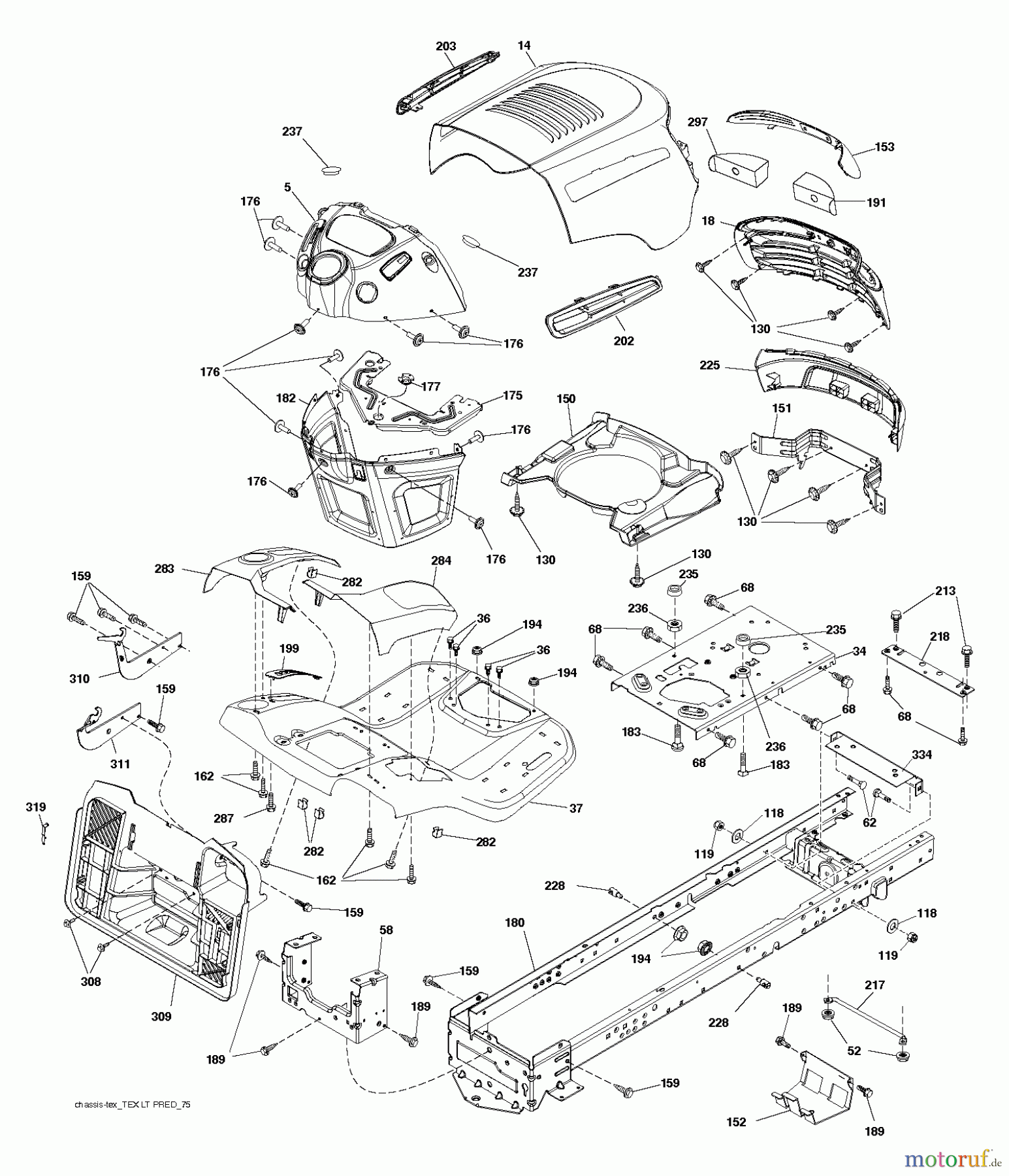  Jonsered Rasen  und Garten Traktoren LT2213 CA (96051001003) - Jonsered Lawn & Garden Tractor (2012-08) CHASSIS ENCLOSURES