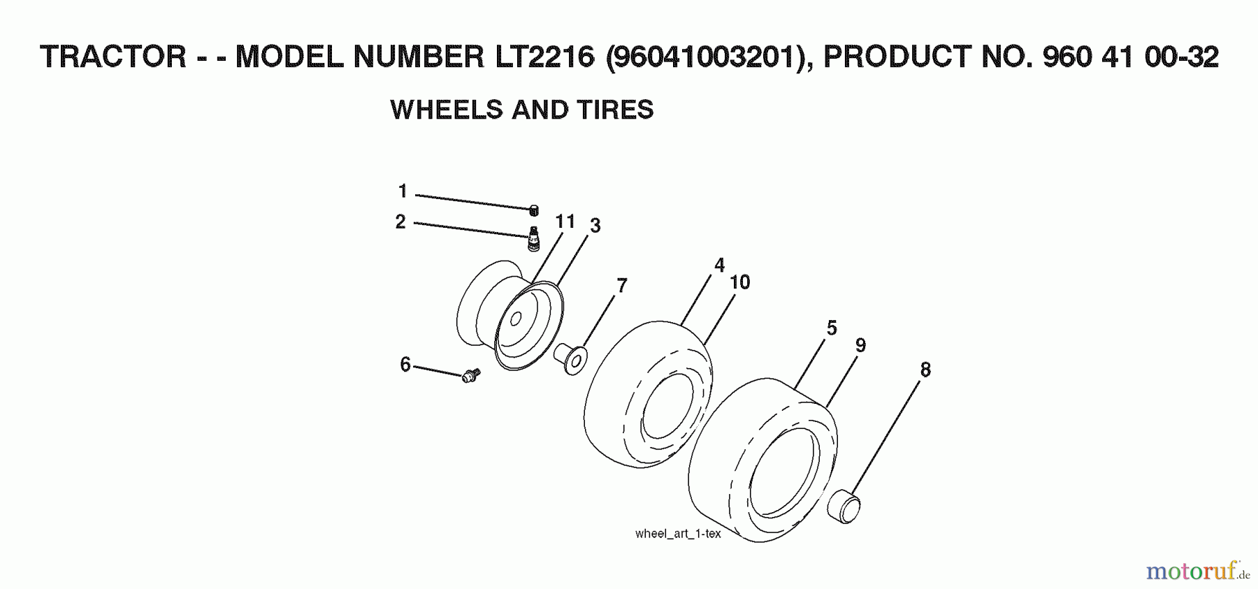  Jonsered Rasen  und Garten Traktoren LT2216 (96041003201) - Jonsered Lawn & Garden Tractor (2007-02) WHEELS TIRES