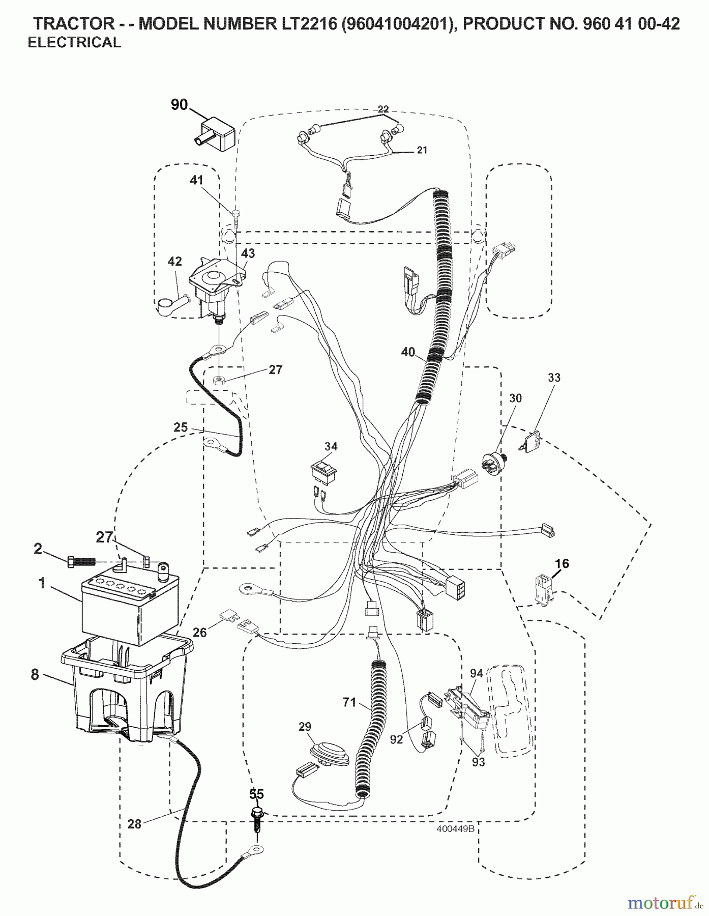  Jonsered Rasen  und Garten Traktoren LT2216 (96041004201) - Jonsered Lawn & Garden Tractor (2007-04) ELECTRICAL