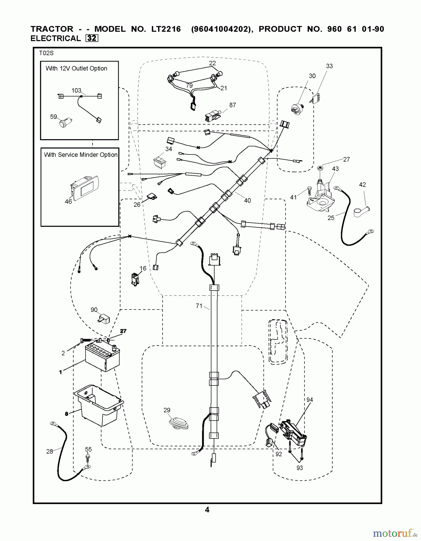 Jonsered Rasen und Garten Traktoren LT2216 (96041004202) - Jonsered Lawn & Garden Tractor (2007-10) ELECTRICAL