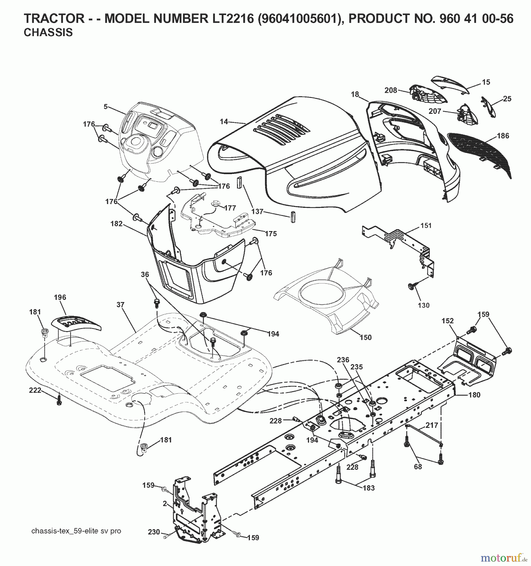  Jonsered Rasen  und Garten Traktoren LT2216 (96041005601) - Jonsered Lawn & Garden Tractor (2007-04) CHASSIS ENCLOSURES