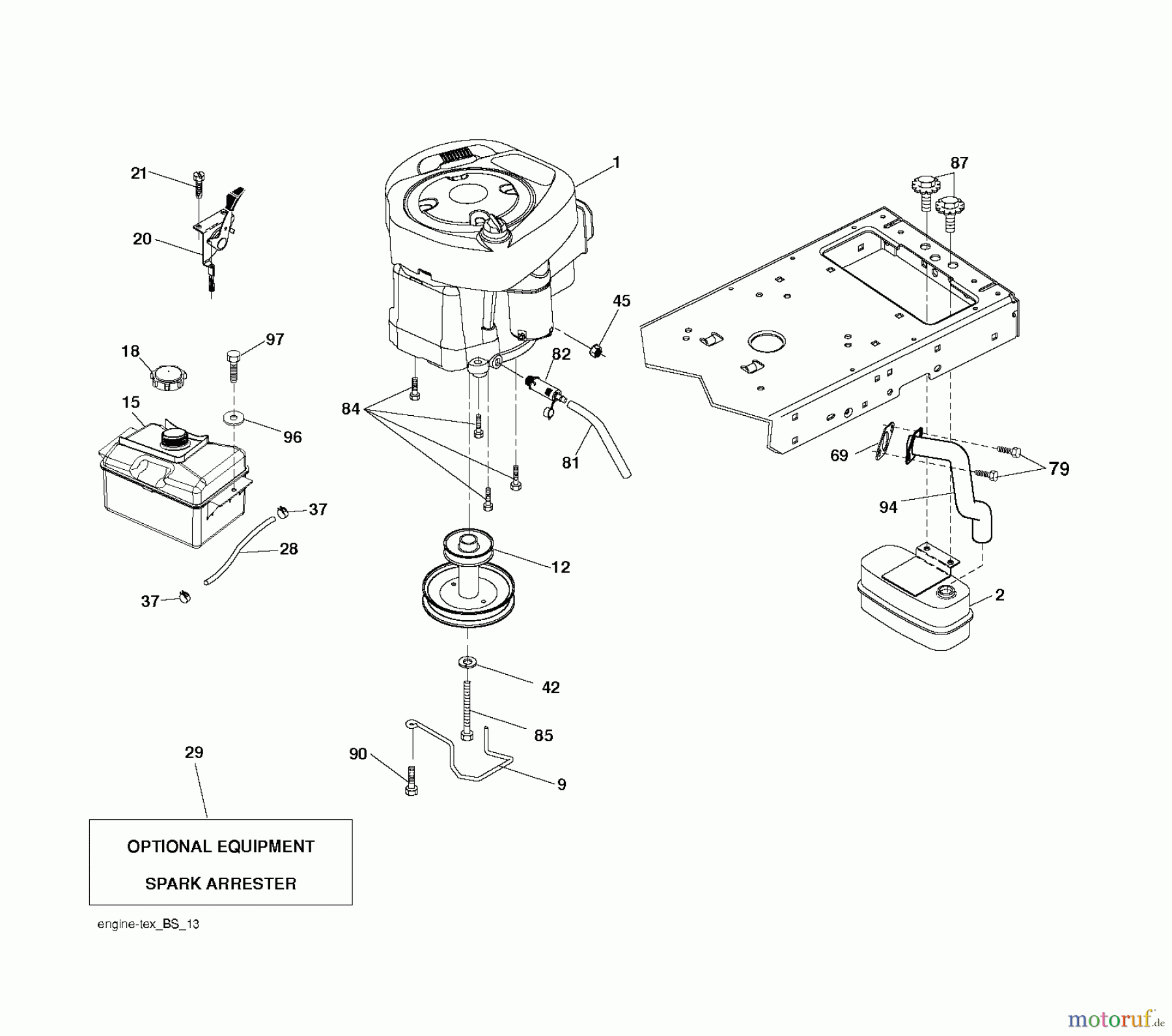 Jonsered Rasen  und Garten Traktoren LT2216 (96041005602) - Jonsered Lawn & Garden Tractor (2009-02) ENGINE