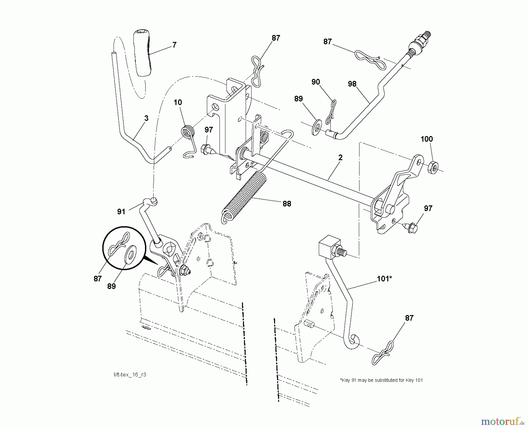  Jonsered Rasen  und Garten Traktoren LT2216 (96041010101) - Jonsered Lawn & Garden Tractor (2010-01) MOWER LIFT / DECK LIFT