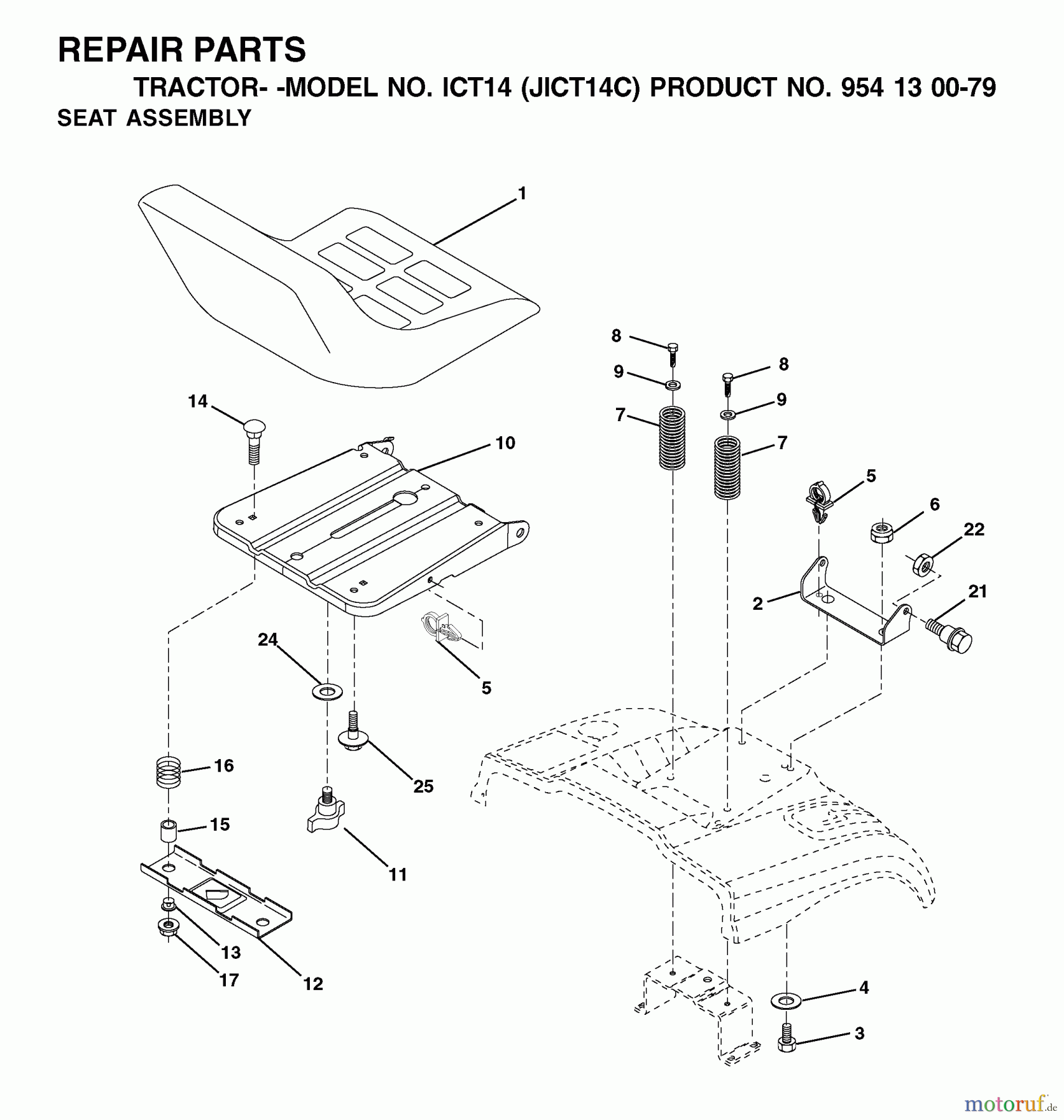  Jonsered Rasen  und Garten Traktoren ICT14 (JICT14C, 954130079) - Jonsered Lawn & Garden Tractor (2002-06) SEAT