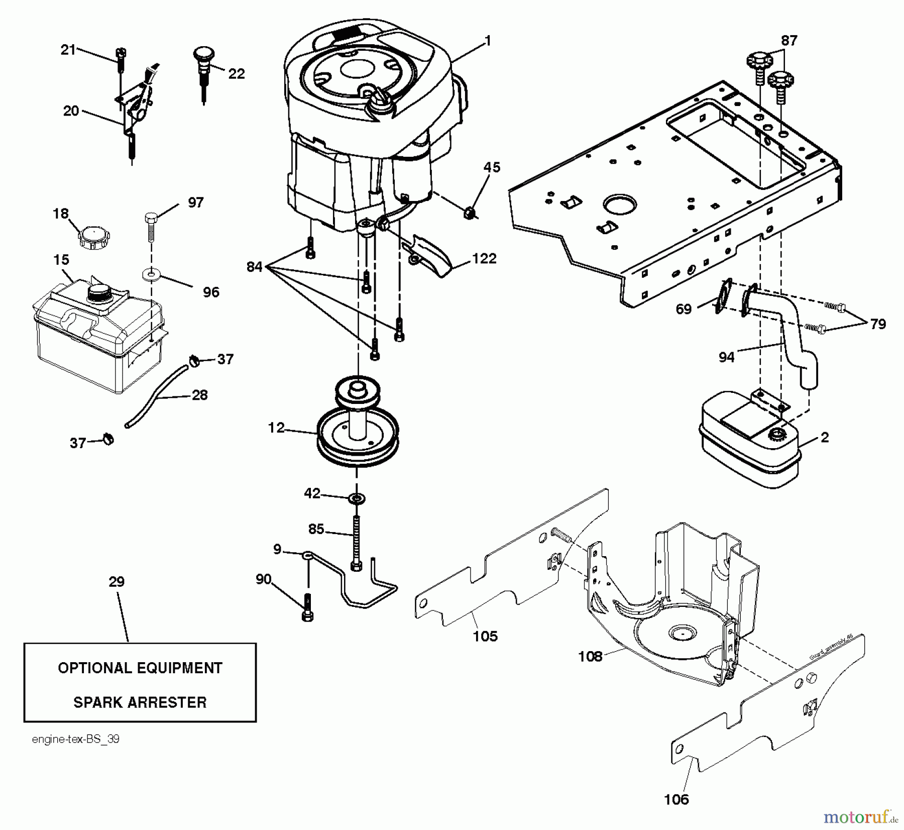  Jonsered Rasen  und Garten Traktoren LT2216 (96041010204) - Jonsered Lawn & Garden Tractor (2011-02) ENGINE