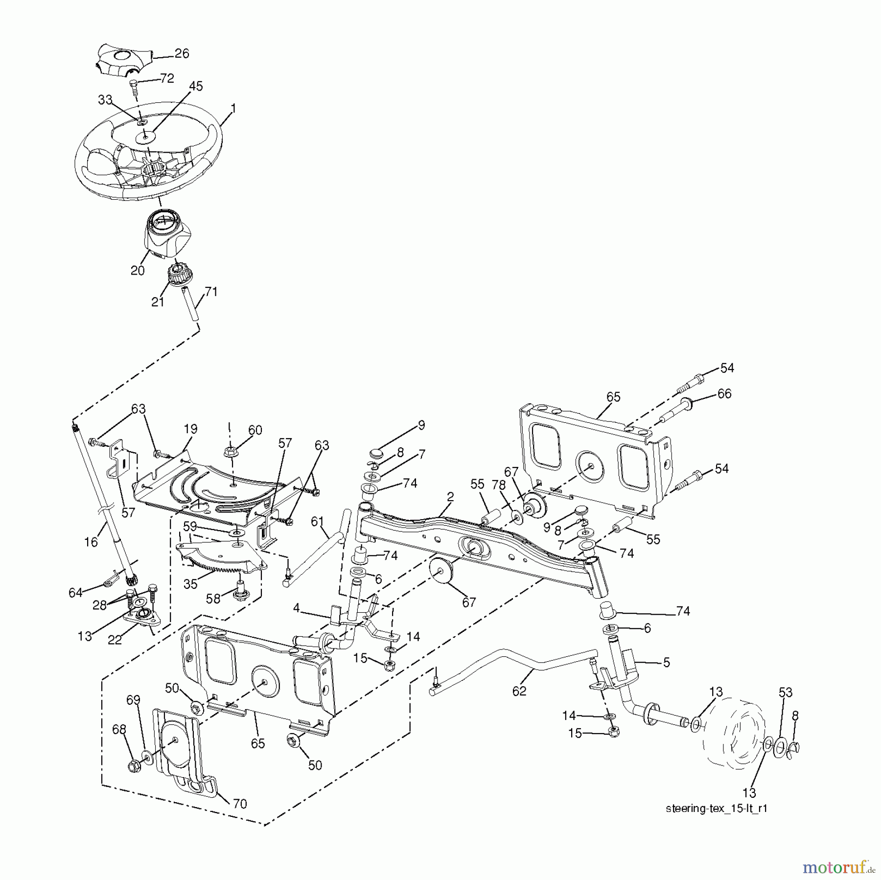  Jonsered Rasen  und Garten Traktoren LT2216 (96041011200) - Jonsered Lawn & Garden Tractor (2009-01) STEERING