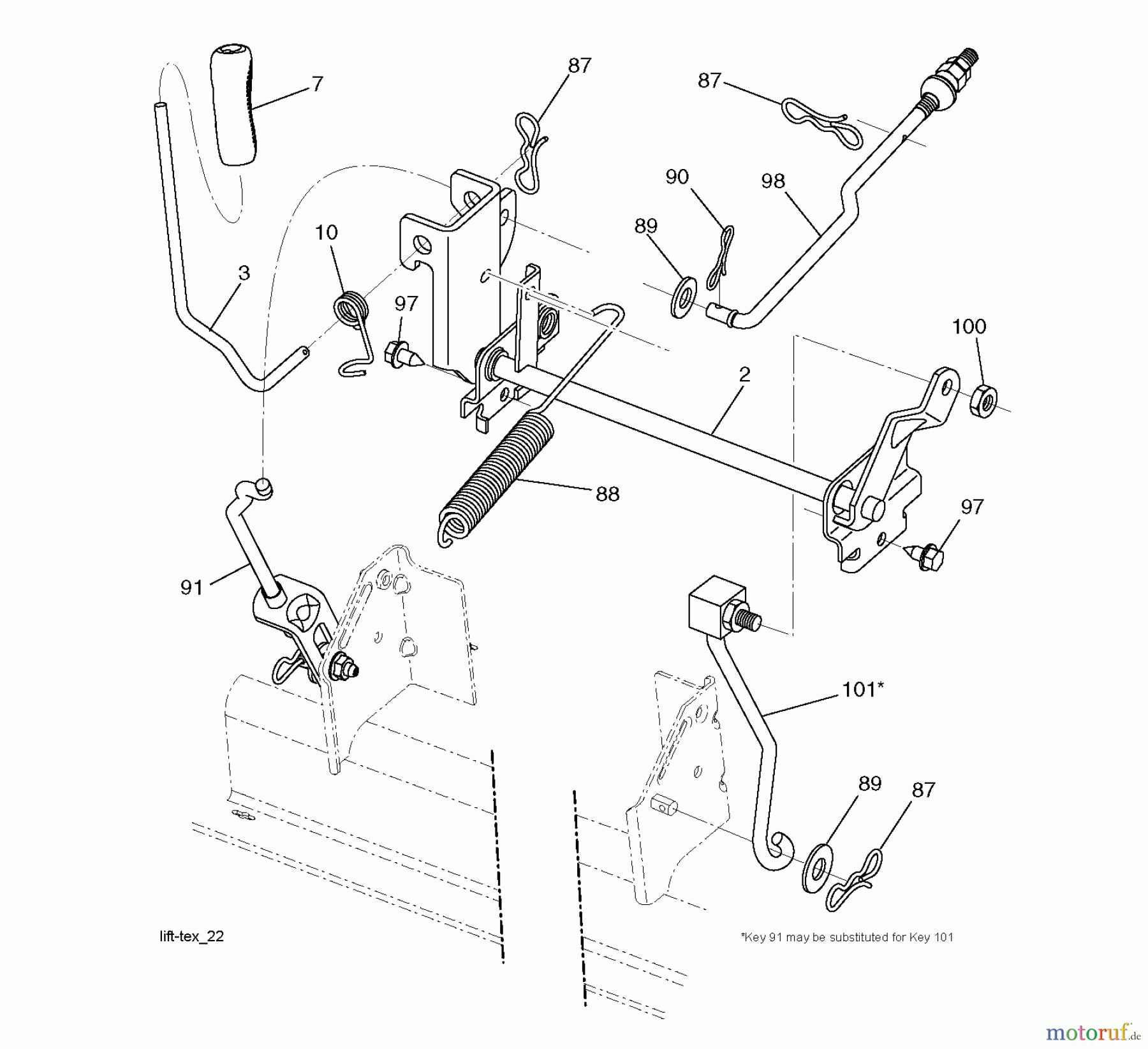  Jonsered Rasen  und Garten Traktoren LT2216 (96041011202) - Jonsered Lawn & Garden Tractor (2010-03) MOWER LIFT / DECK LIFT