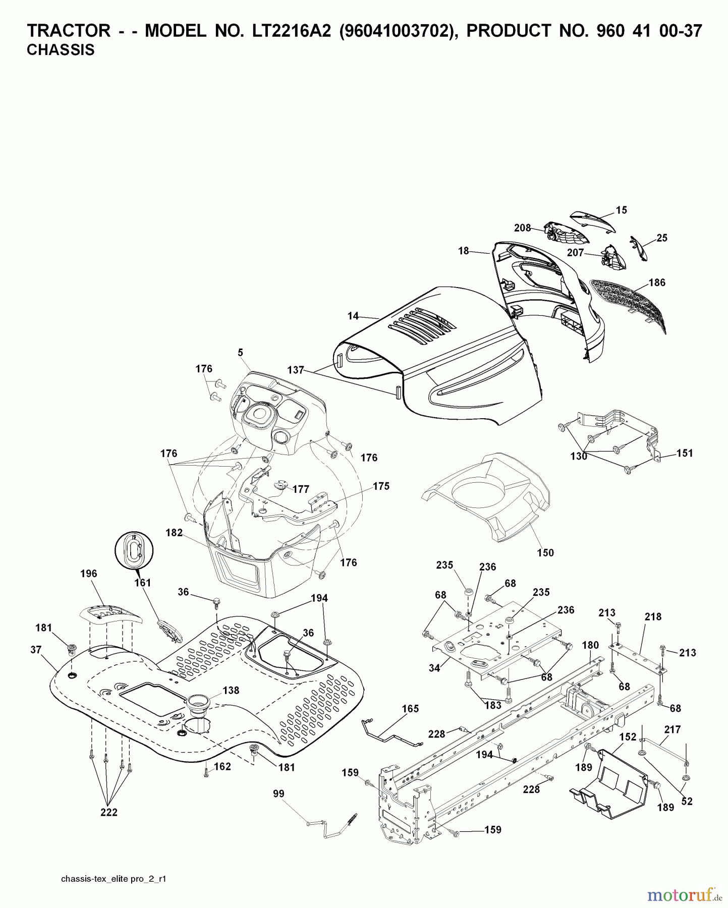  Jonsered Rasen  und Garten Traktoren LT2216 A2 (96041003702) - Jonsered Lawn & Garden Tractor (2008-01) CHASSIS ENCLOSURES