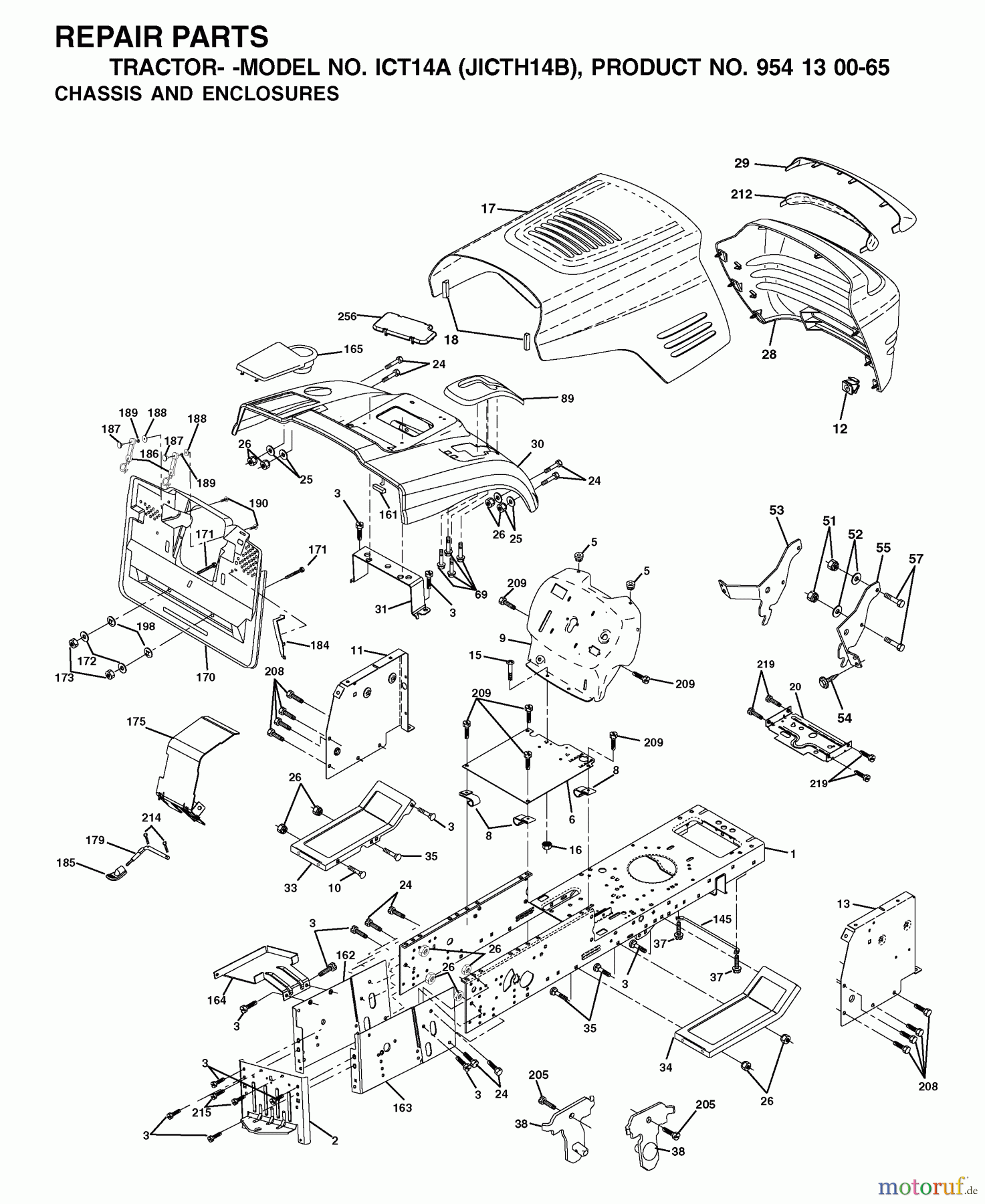  Jonsered Rasen  und Garten Traktoren ICT14A (JICTH14B, 954130065) - Jonsered Lawn & Garden Tractor (2002-02) CHASSIS ENCLOSURES