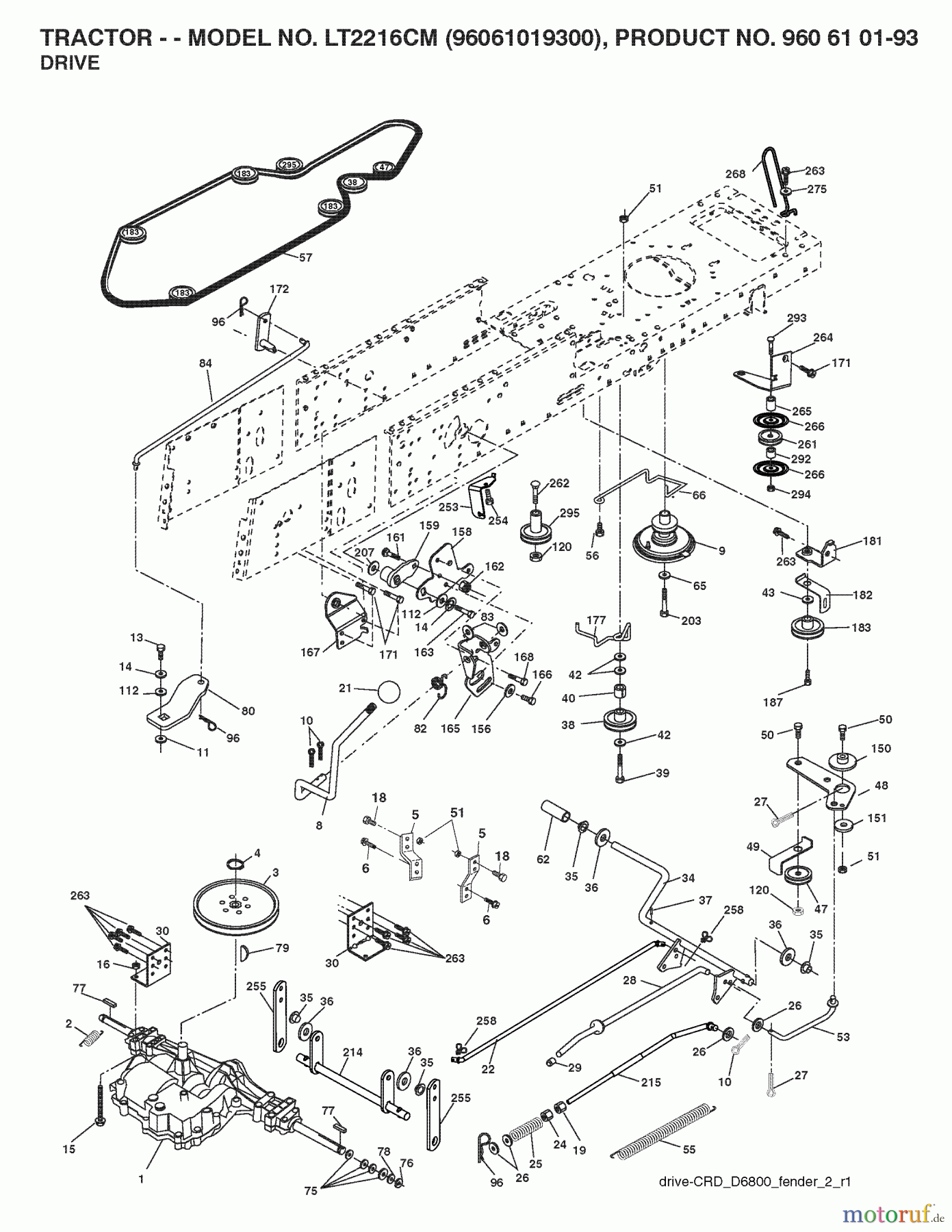  Jonsered Rasen  und Garten Traktoren LT2216 CM (96061019300) - Jonsered Lawn & Garden Tractor (2008-07) DRIVE