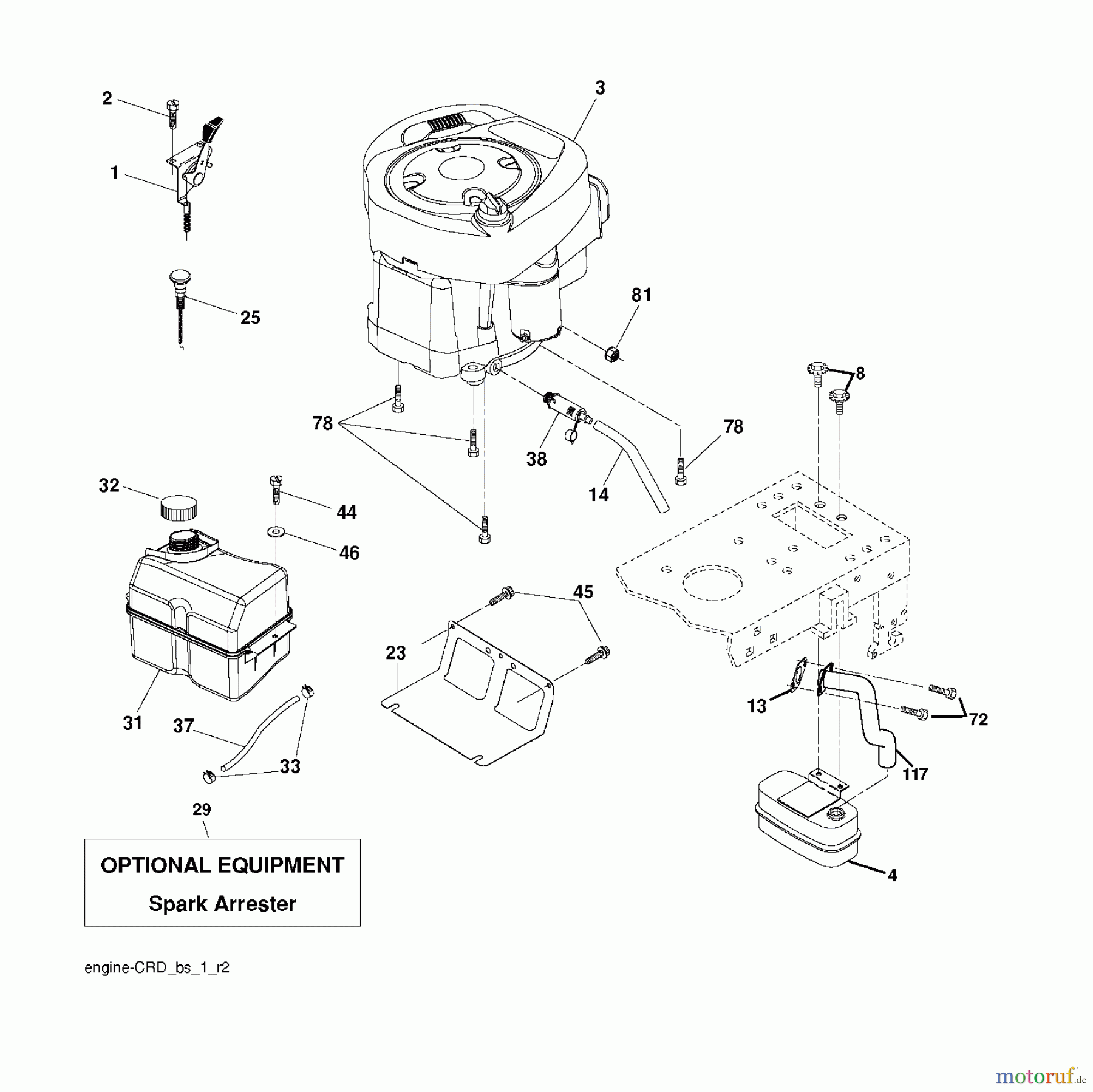  Jonsered Rasen  und Garten Traktoren LT2216 CM (96061023600) - Jonsered Lawn & Garden Tractor (2009-01) ENGINE