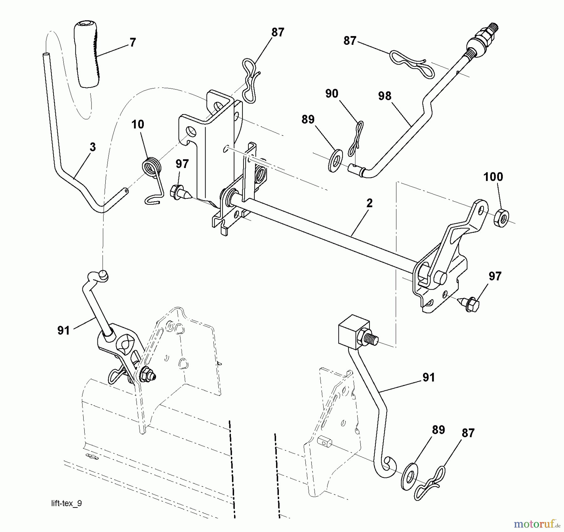  Jonsered Rasen  und Garten Traktoren LT2217 A (96041003300) - Jonsered Lawn & Garden Tractor (2007-02) MOWER LIFT / DECK LIFT