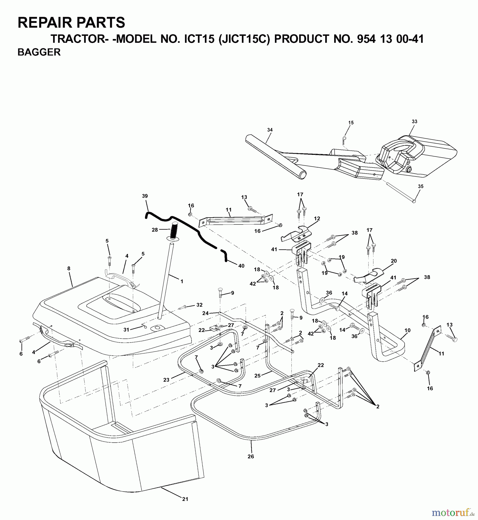  Jonsered Rasen  und Garten Traktoren ICT15 (JICT15C, 954130041) - Jonsered Lawn & Garden Tractor (2000-04) BAGGER #2