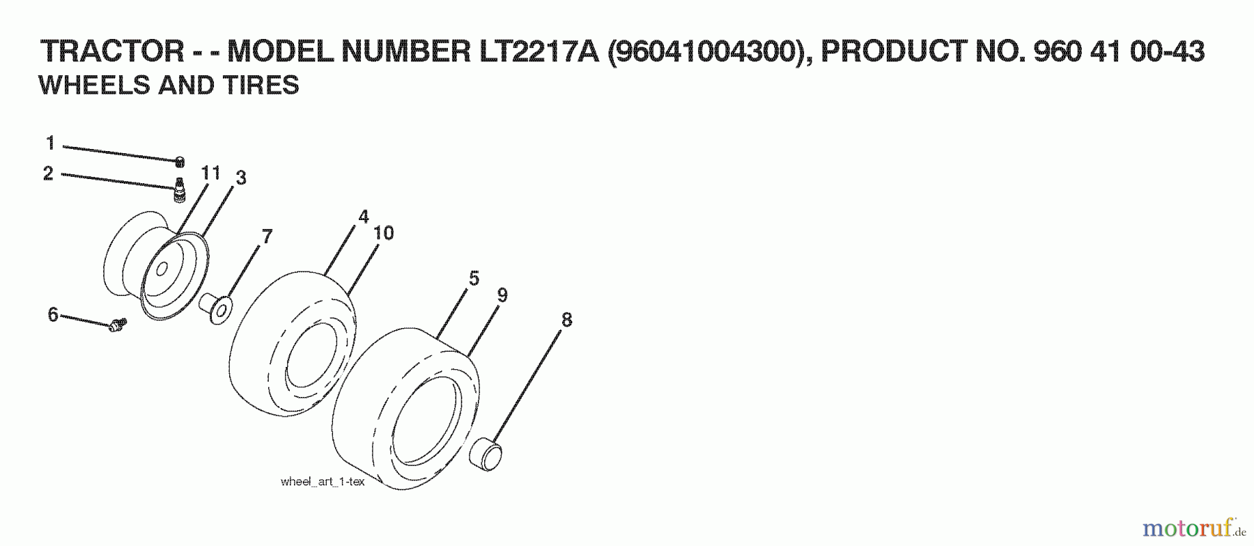  Jonsered Rasen  und Garten Traktoren LT2217 A (96041004300) - Jonsered Lawn & Garden Tractor (2007-04) WHEELS TIRES