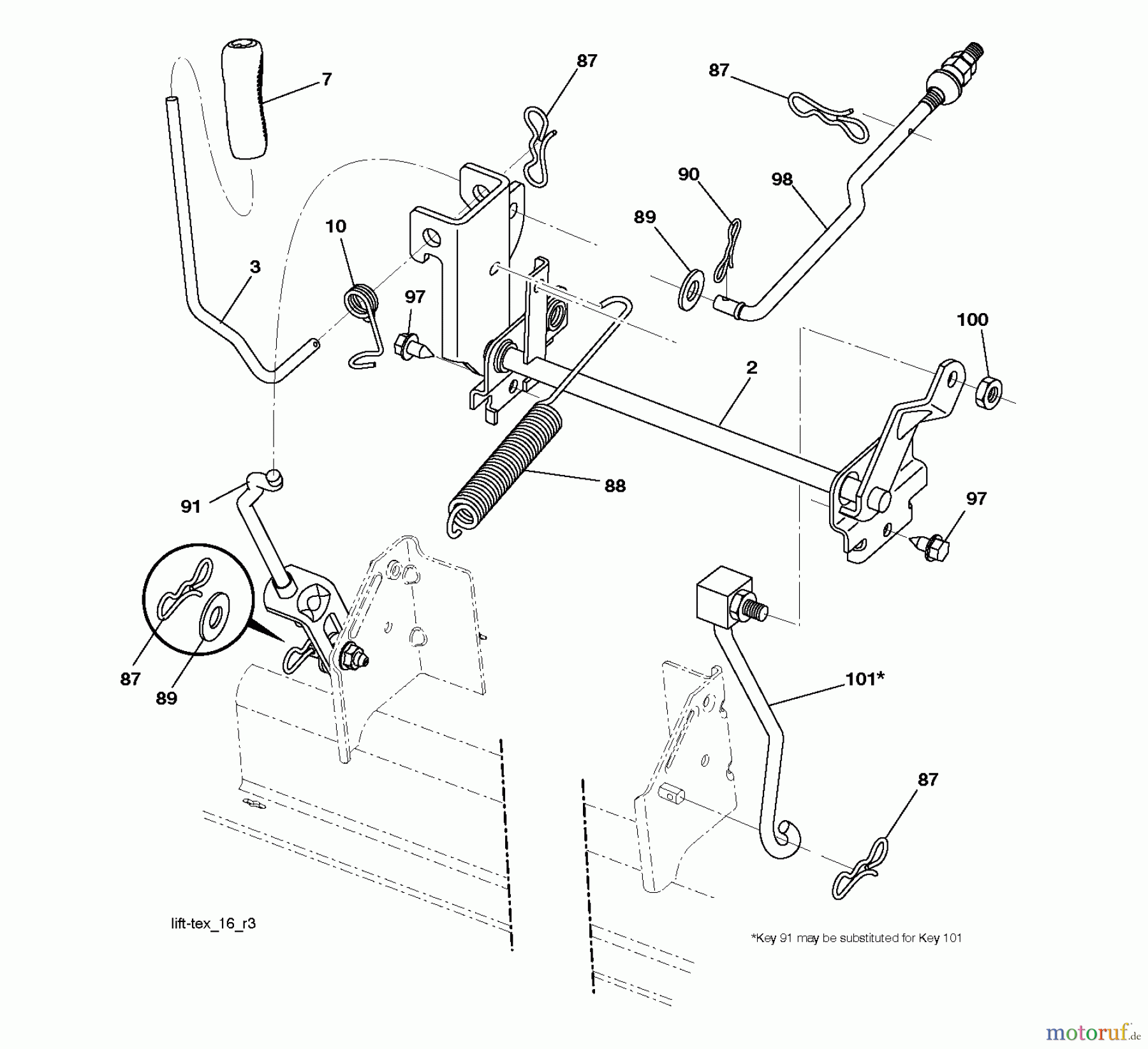  Jonsered Rasen  und Garten Traktoren LT2217 A (96041005701) - Jonsered Lawn & Garden Tractor (2009-03) MOWER LIFT / DECK LIFT