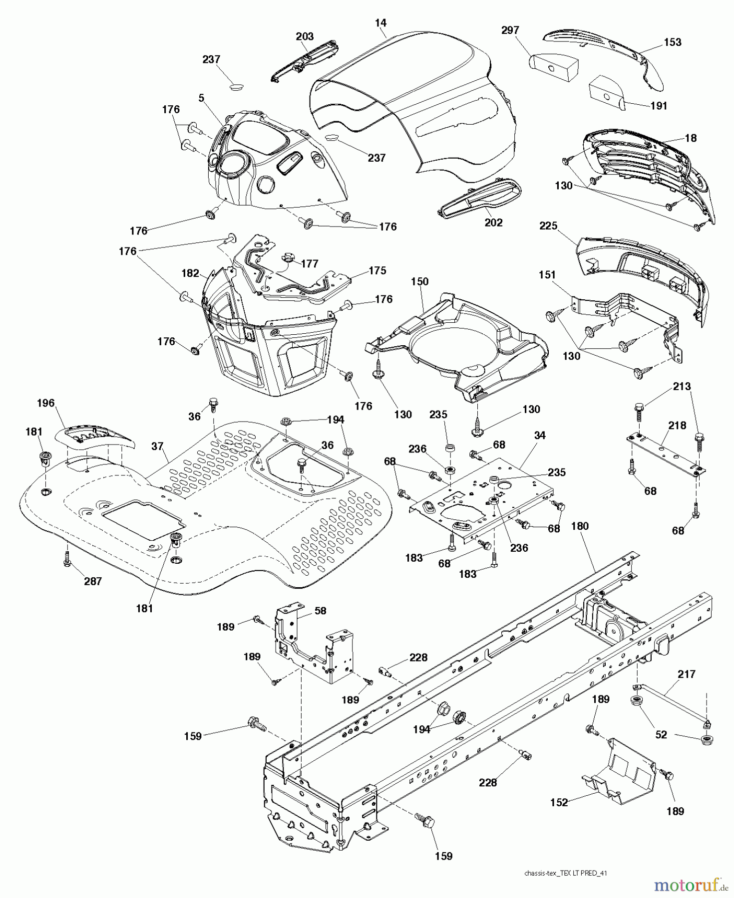  Jonsered Rasen  und Garten Traktoren LT2217 A (96041010303) - Jonsered Lawn & Garden Tractor (2010-10) CHASSIS ENCLOSURES