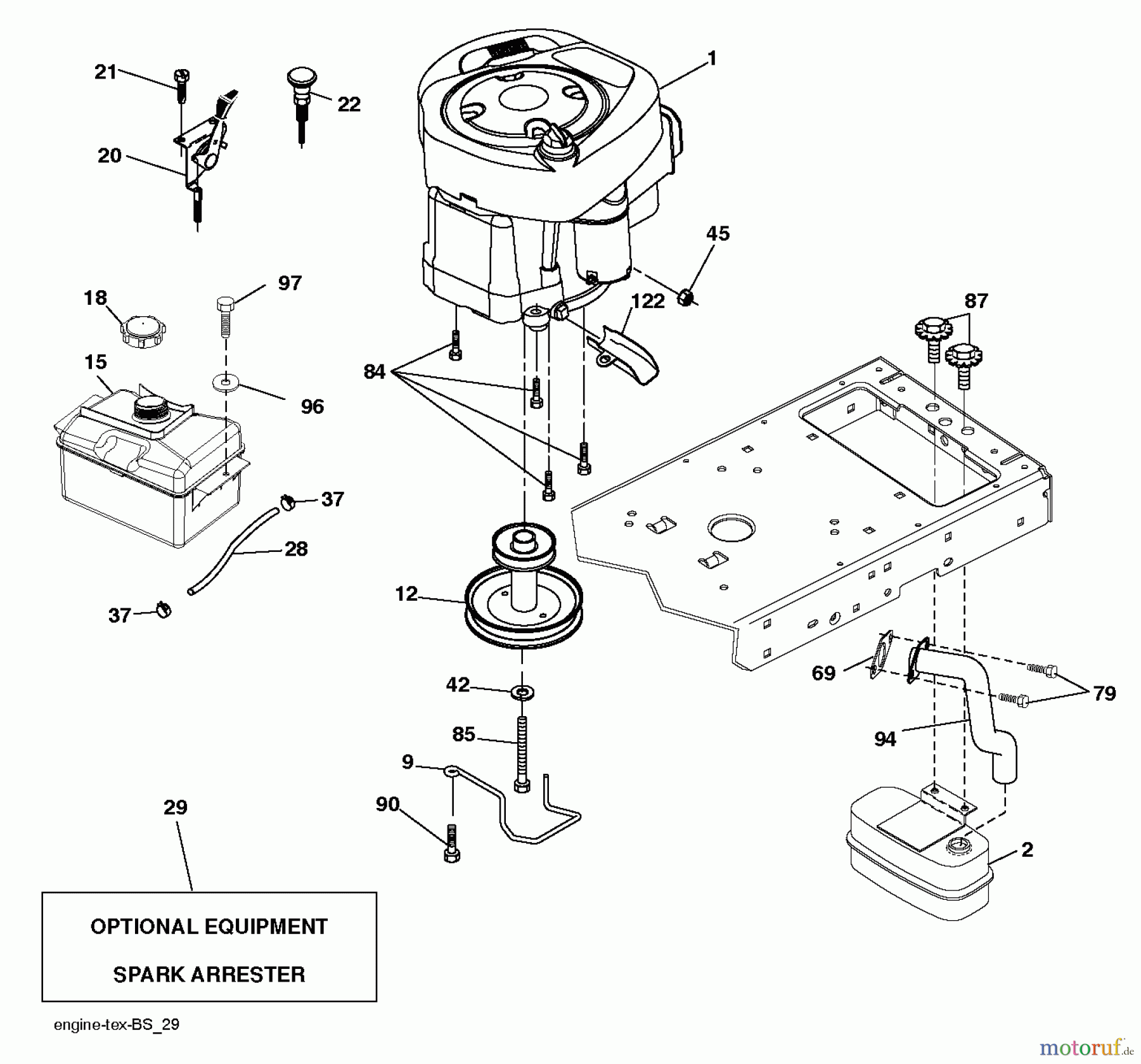  Jonsered Rasen  und Garten Traktoren LT2217 A (96041010303) - Jonsered Lawn & Garden Tractor (2010-10) ENGINE