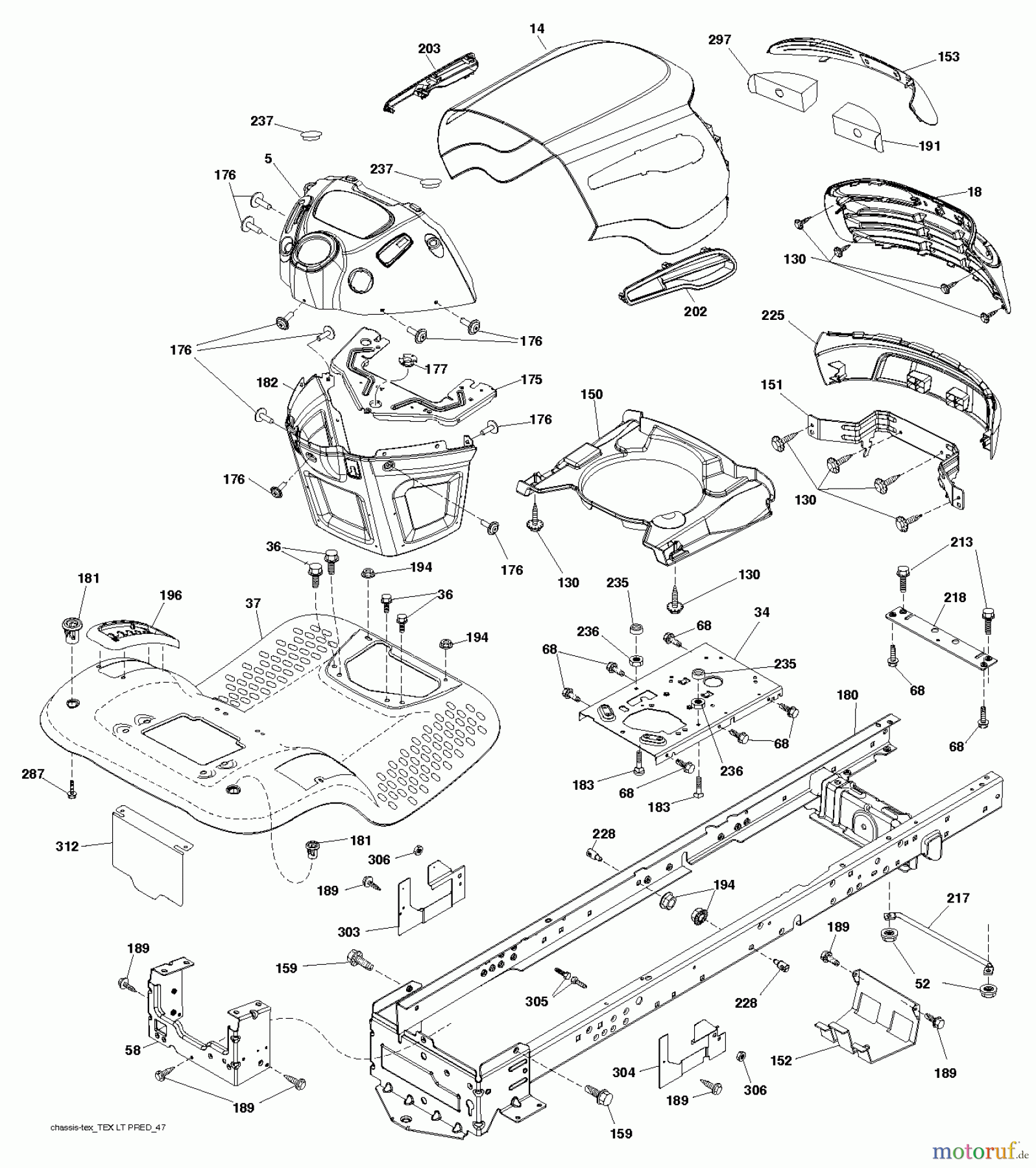  Jonsered Rasen  und Garten Traktoren LT2217 A (96041010402) - Jonsered Lawn & Garden Tractor (2010-04) CHASSIS ENCLOSURES