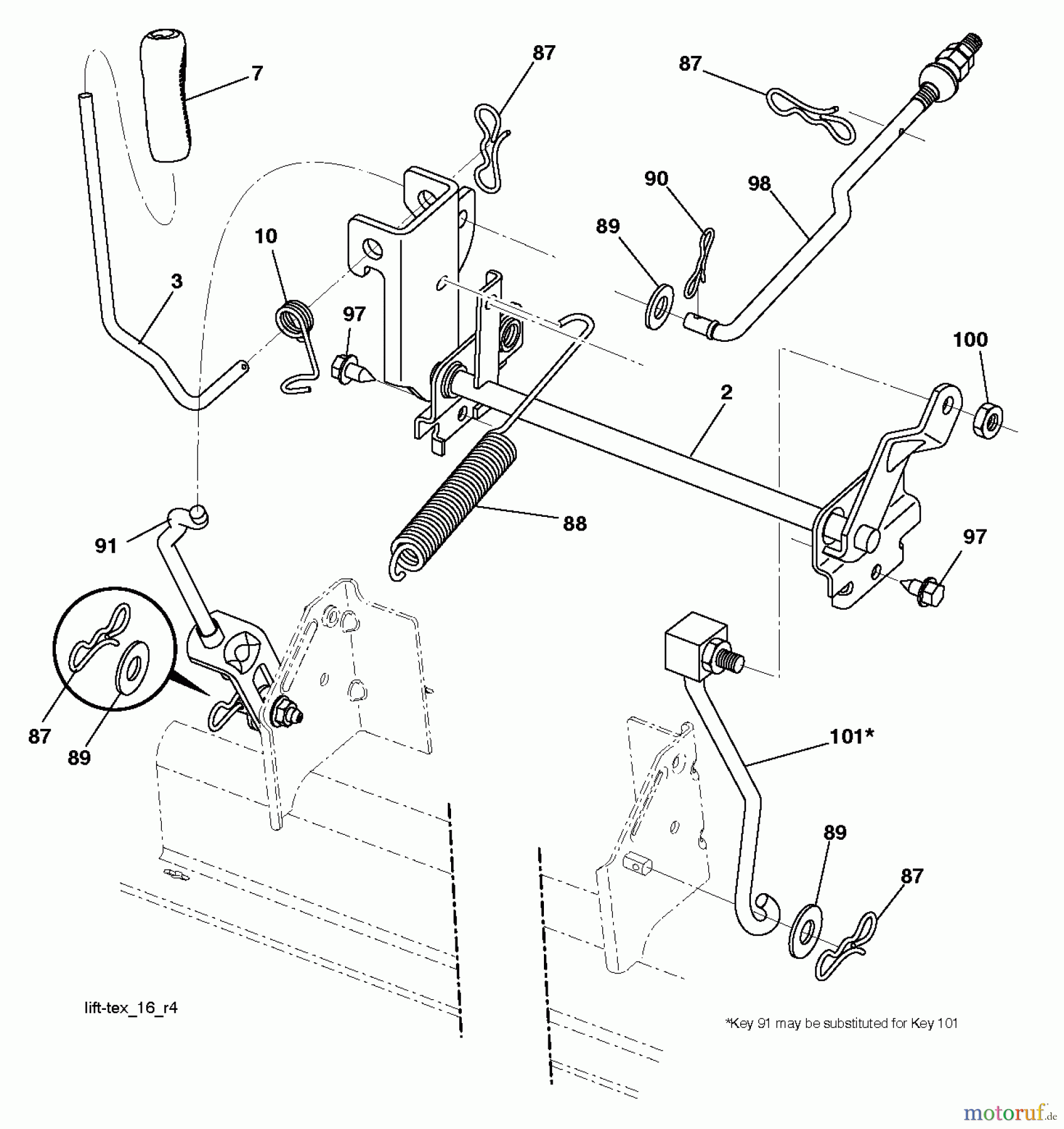  Jonsered Rasen  und Garten Traktoren LT2217 A (96041011302) - Jonsered Lawn & Garden Tractor (2010-04) MOWER LIFT / DECK LIFT