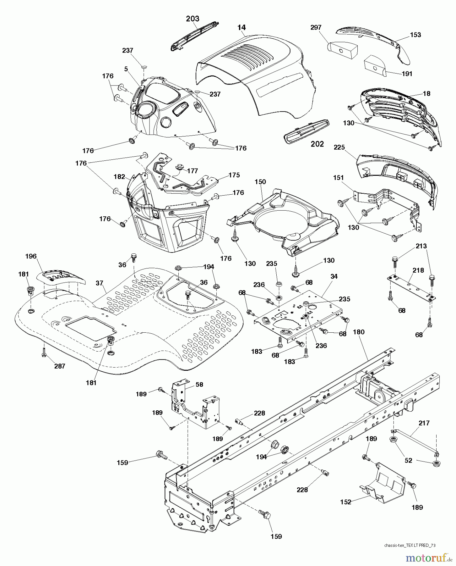  Jonsered Rasen  und Garten Traktoren LT2217 A (96041011305) - Jonsered Lawn & Garden Tractor (2012-08) CHASSIS ENCLOSURES