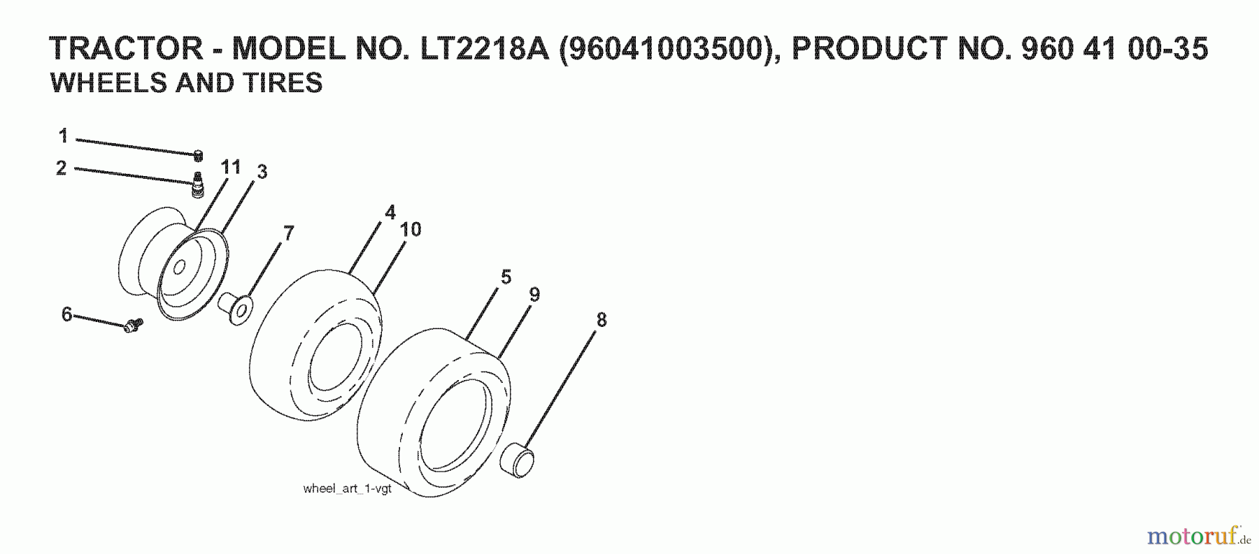  Jonsered Rasen  und Garten Traktoren LT2218 A (96041003500) - Jonsered Lawn & Garden Tractor (2007-03) WHEELS TIRES