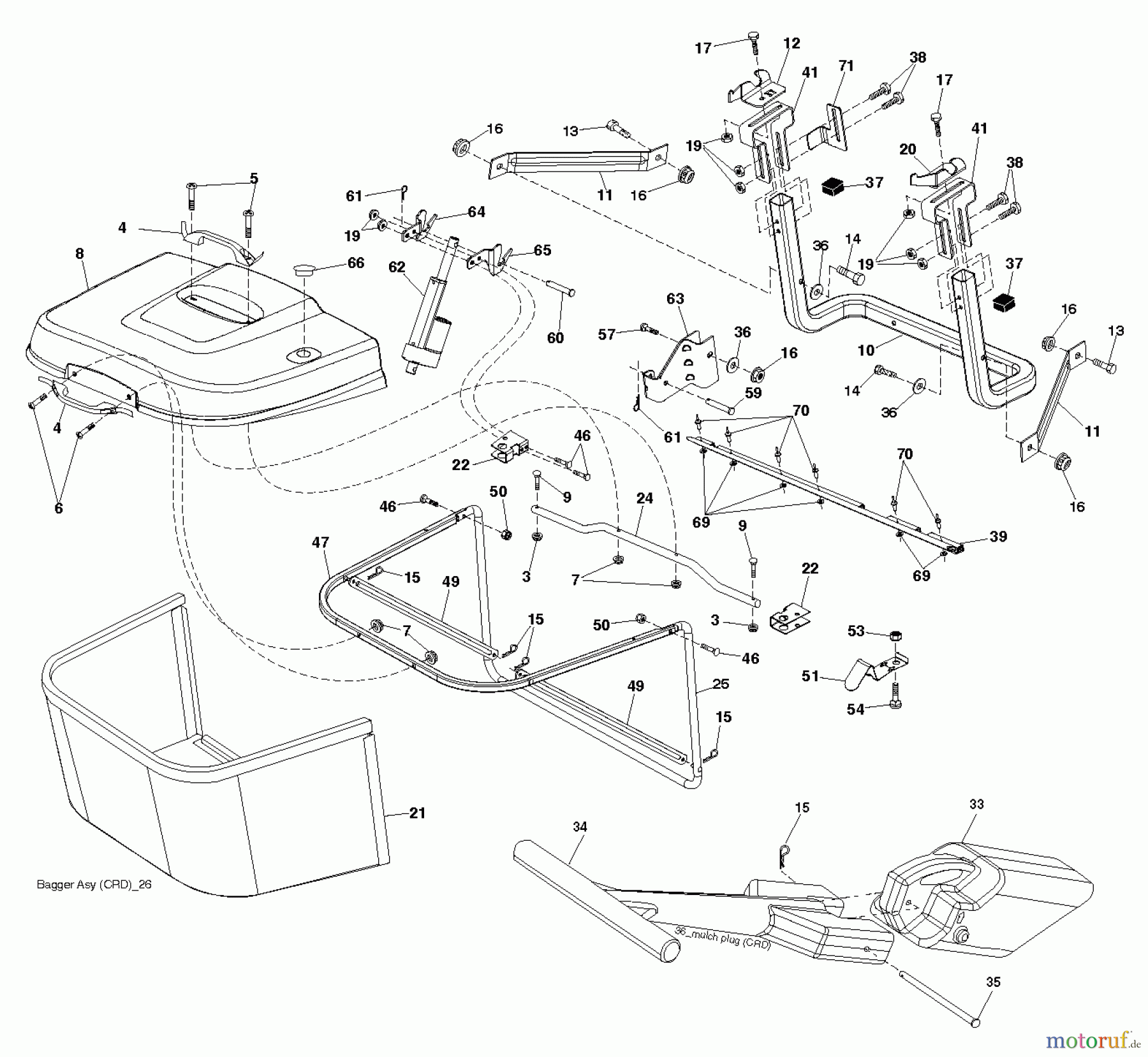  Jonsered Rasen  und Garten Traktoren LT2218 CMA2 (96061026701) - Jonsered Lawn & Garden Tractor (2010-08) BAGGER