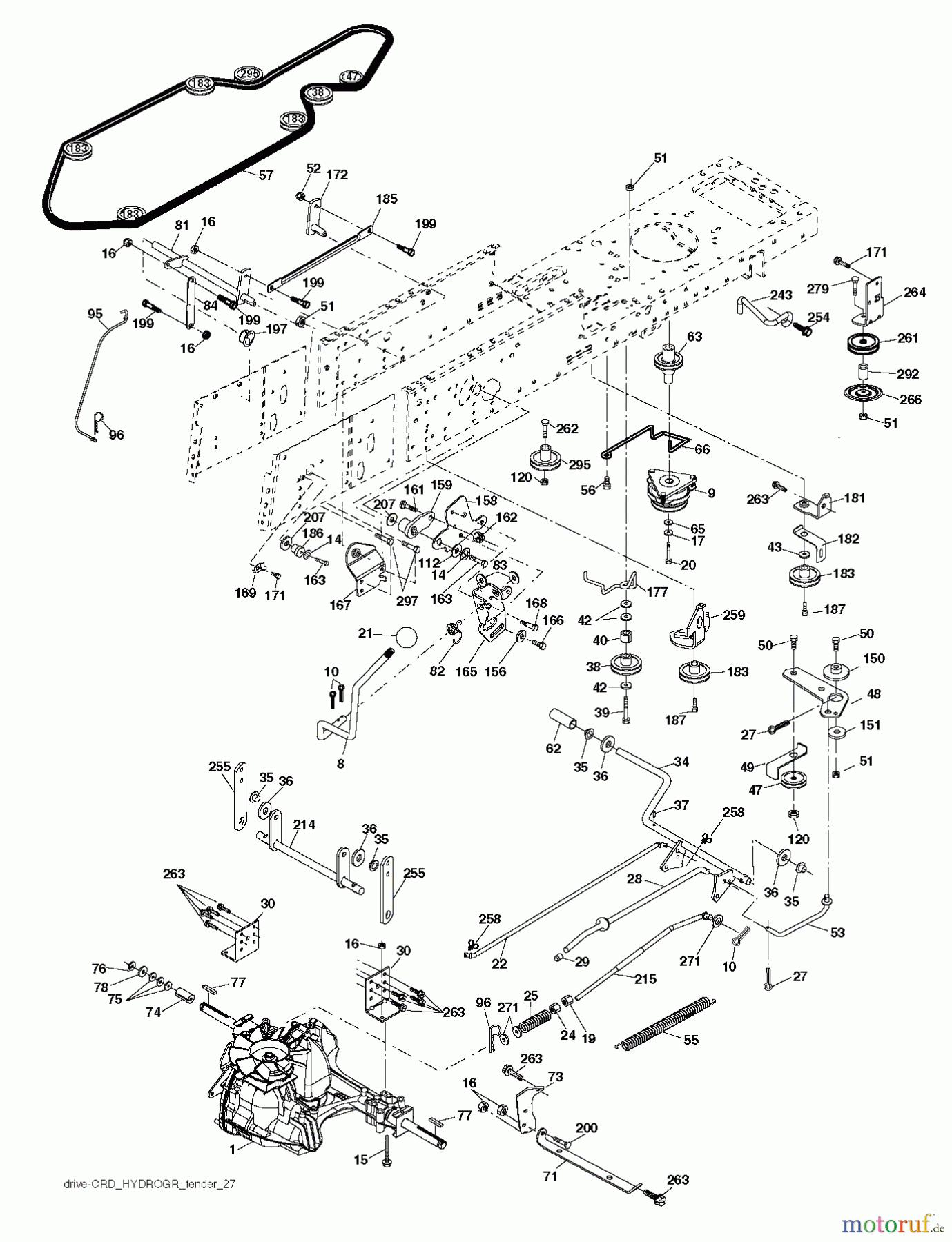  Jonsered Rasen  und Garten Traktoren LT2218 CMA2 (96061032300) - Jonsered Lawn & Garden Tractor (2010-11) DRIVE