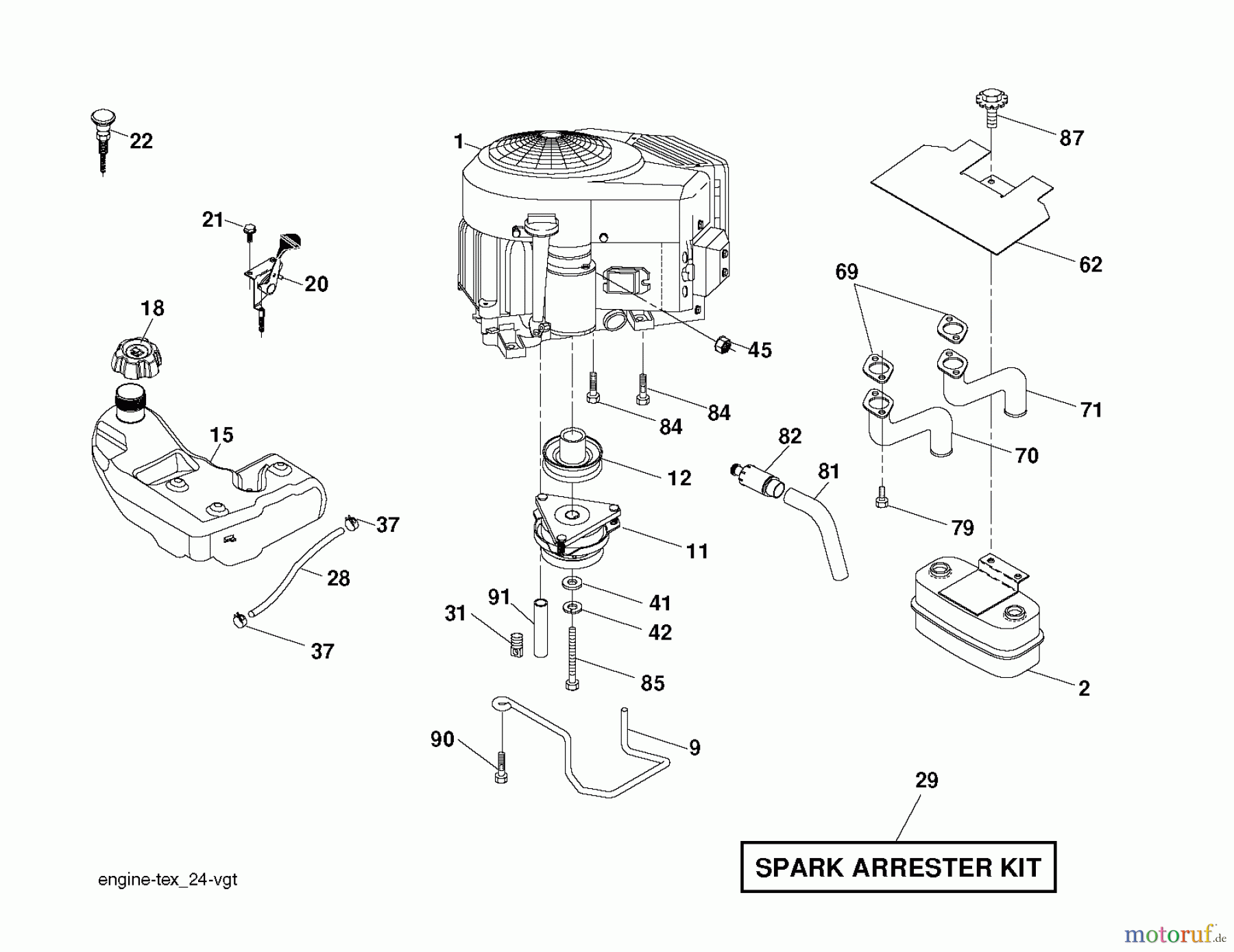  Jonsered Rasen  und Garten Traktoren LT2223 A2 (96041004000) - Jonsered Lawn & Garden Tractor (2007-07) ENGINE