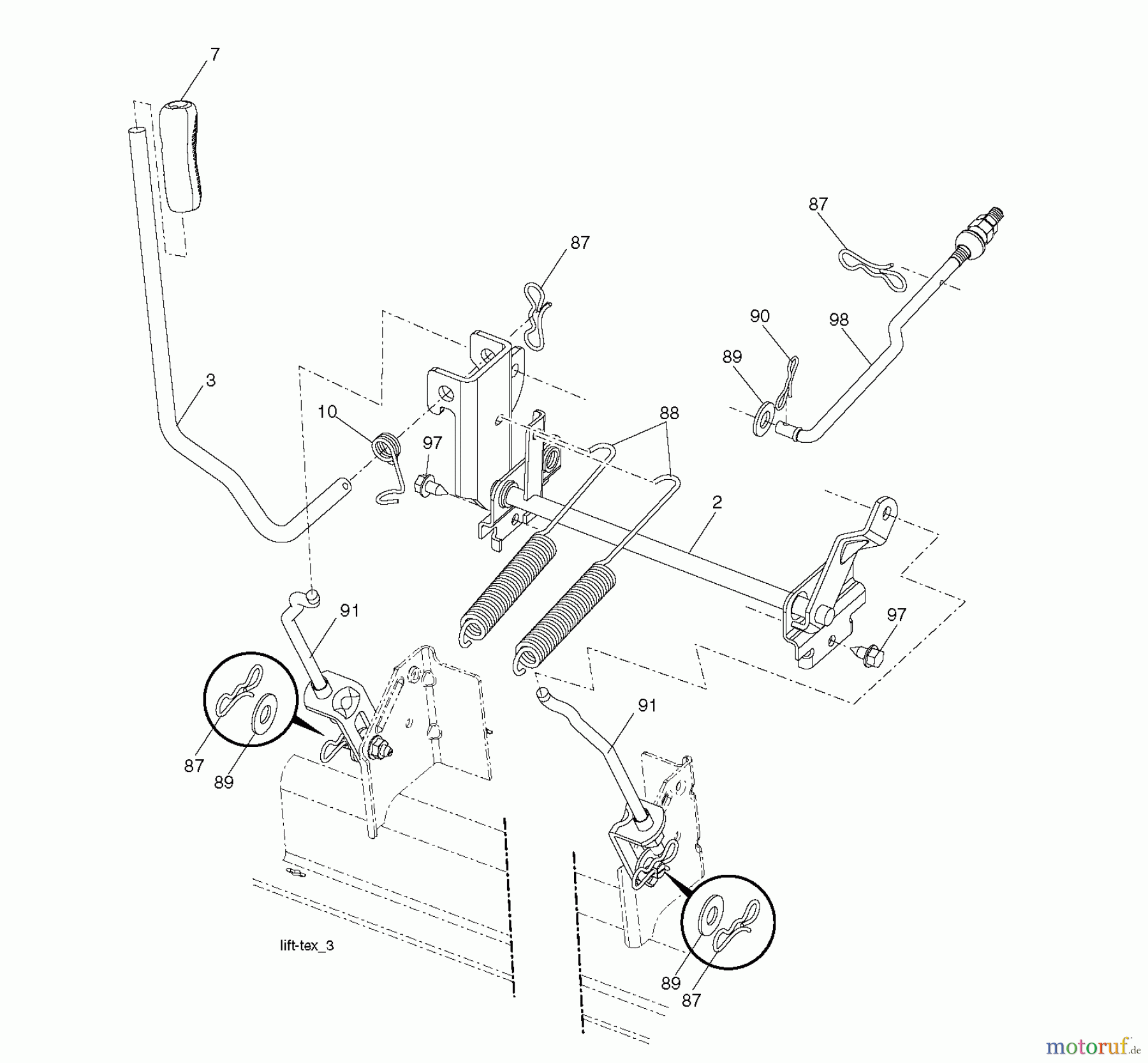  Jonsered Rasen  und Garten Traktoren LT2223 A2 (96041004001) - Jonsered Lawn & Garden Tractor (2007-05) MOWER LIFT / DECK LIFT