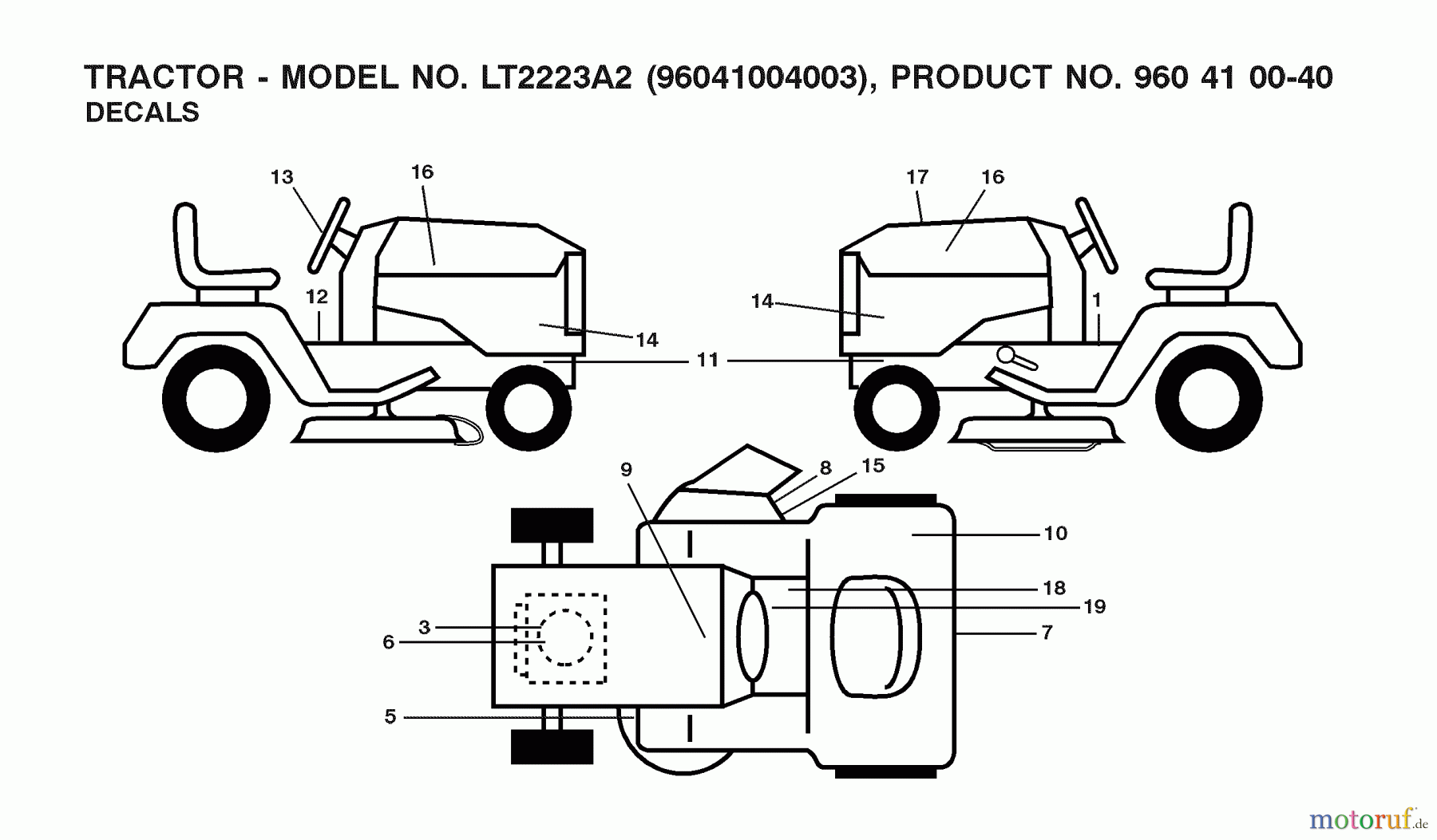  Jonsered Rasen  und Garten Traktoren LT2223 A2 (96041004003) - Jonsered Lawn & Garden Tractor (2008-01) DECALS #1