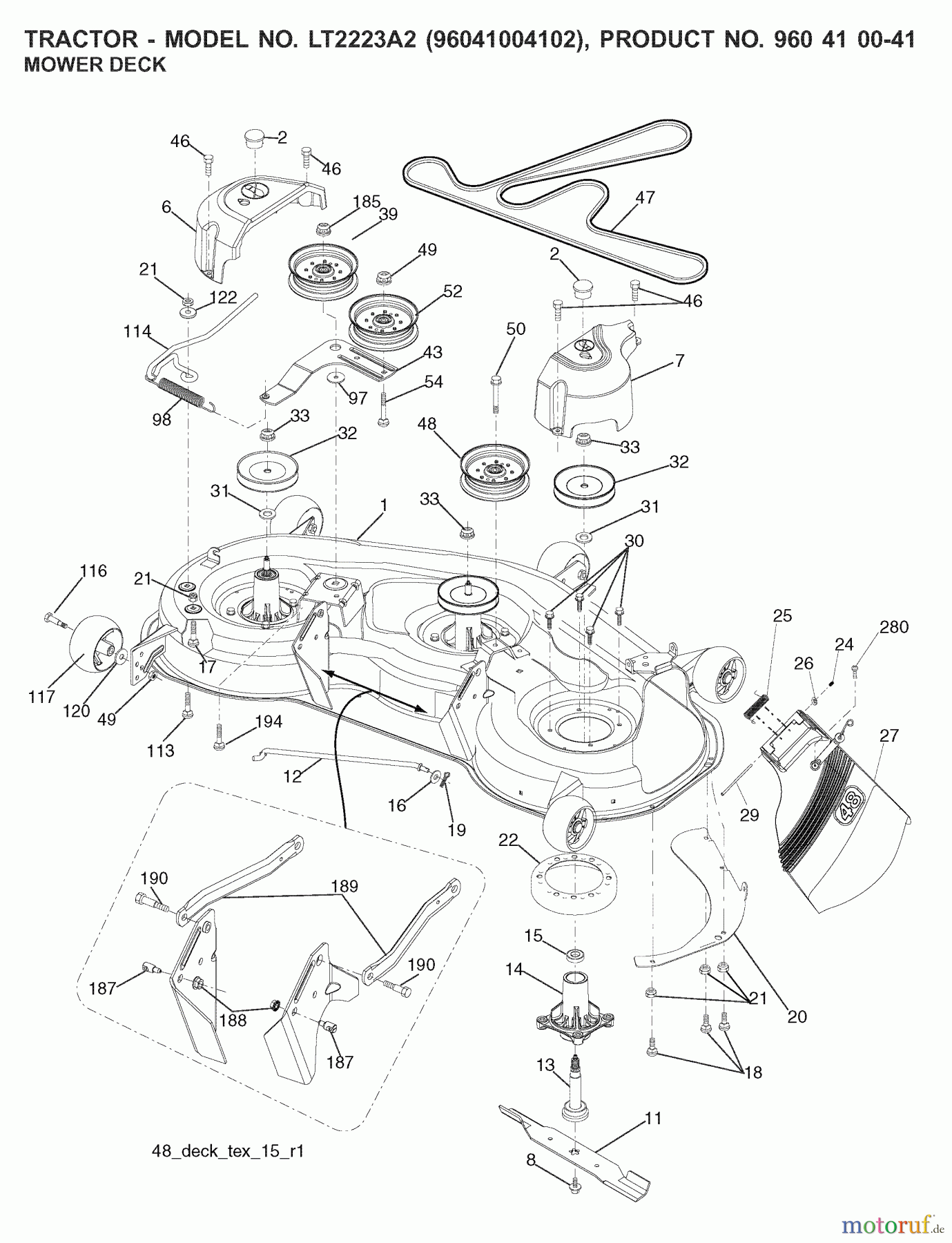  Jonsered Rasen  und Garten Traktoren LT2223 A2 (96041004102) - Jonsered Lawn & Garden Tractor (2008-01) MOWER DECK / CUTTING DECK