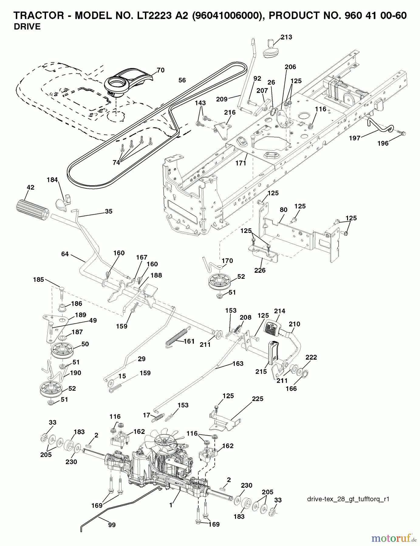  Jonsered Rasen  und Garten Traktoren LT2223 A2 (96041006000) - Jonsered Lawn & Garden Tractor (2007-04) DRIVE