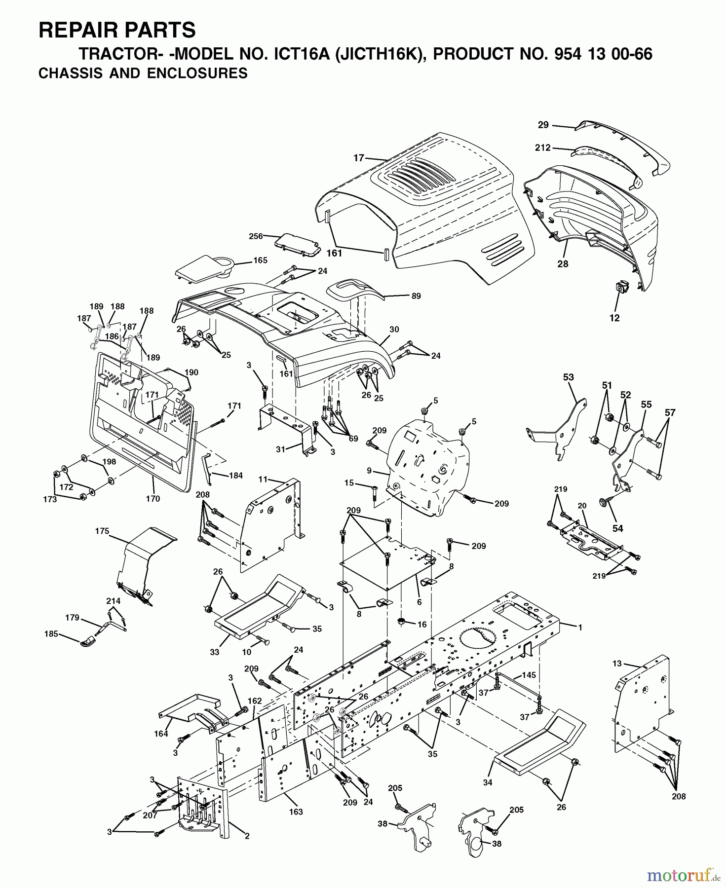 Jonsered Rasen und Garten Traktoren ICT16A (JICTH16K, 954130066) - Jonsered Lawn & Garden Tractor (2002-06) CHASSIS ENCLOSURES