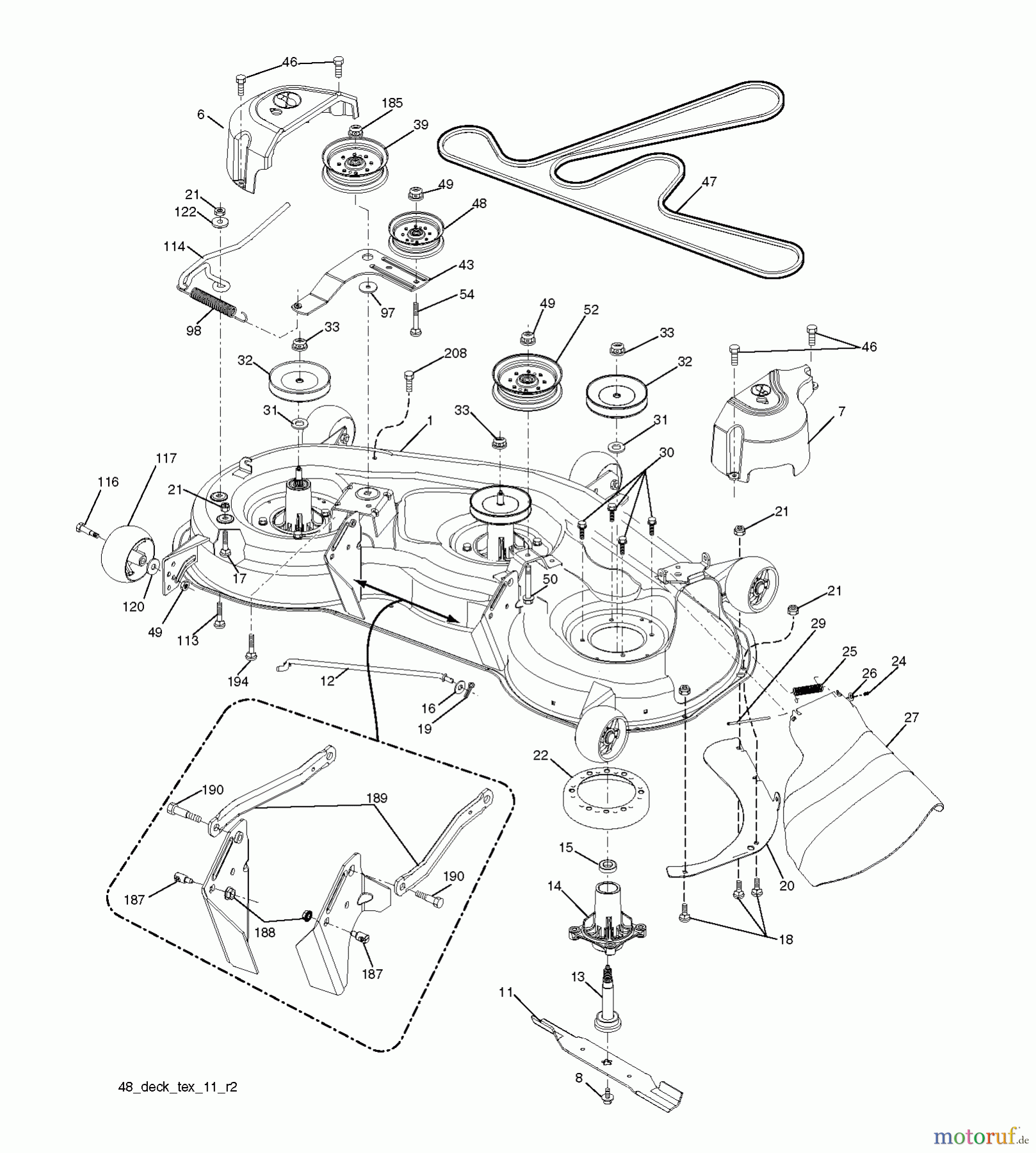  Jonsered Rasen  und Garten Traktoren LT2223 A2 (96041011001) - Jonsered Lawn & Garden Tractor (2009-04) MOWER DECK / CUTTING DECK