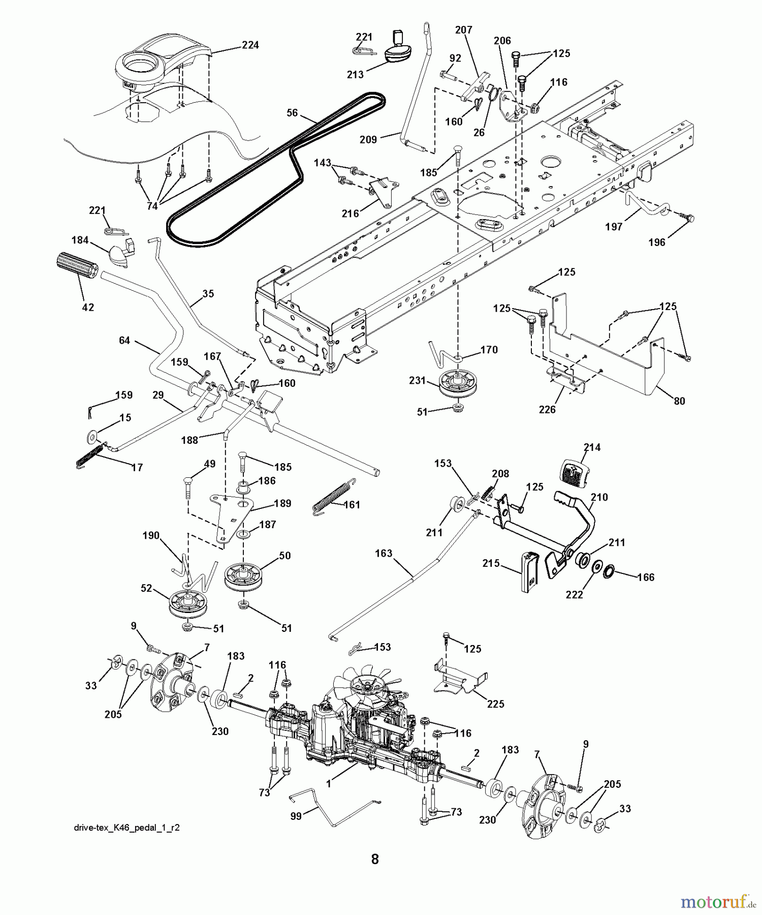  Jonsered Rasen  und Garten Traktoren LT2223 A2 (96041011002) - Jonsered Lawn & Garden Tractor (2010-01) DRIVE