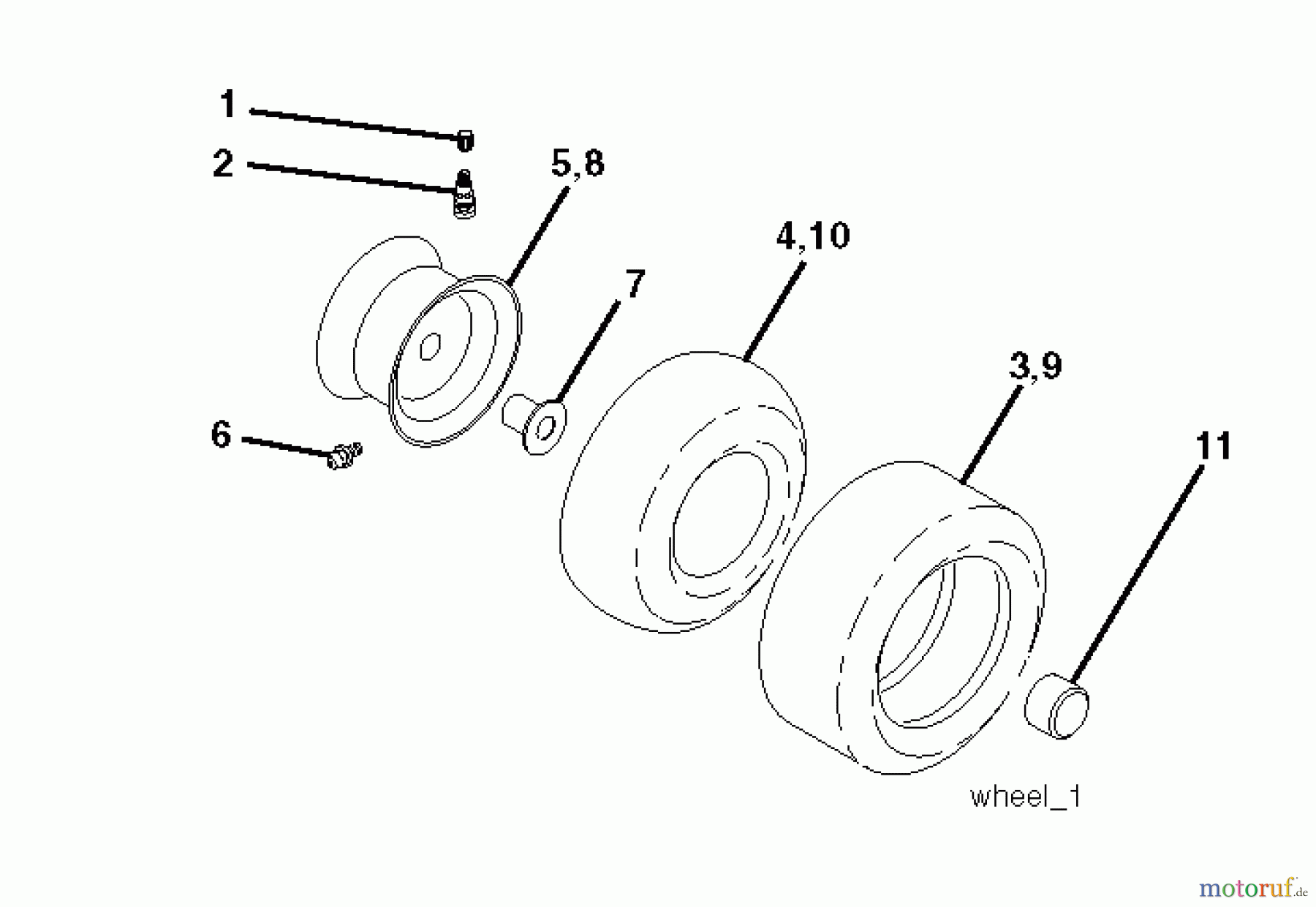 Jonsered Rasen  und Garten Traktoren LT2223 CMA2 (96061020003) - Jonsered Lawn & Garden Tractor (2009-04) WHEELS TIRES