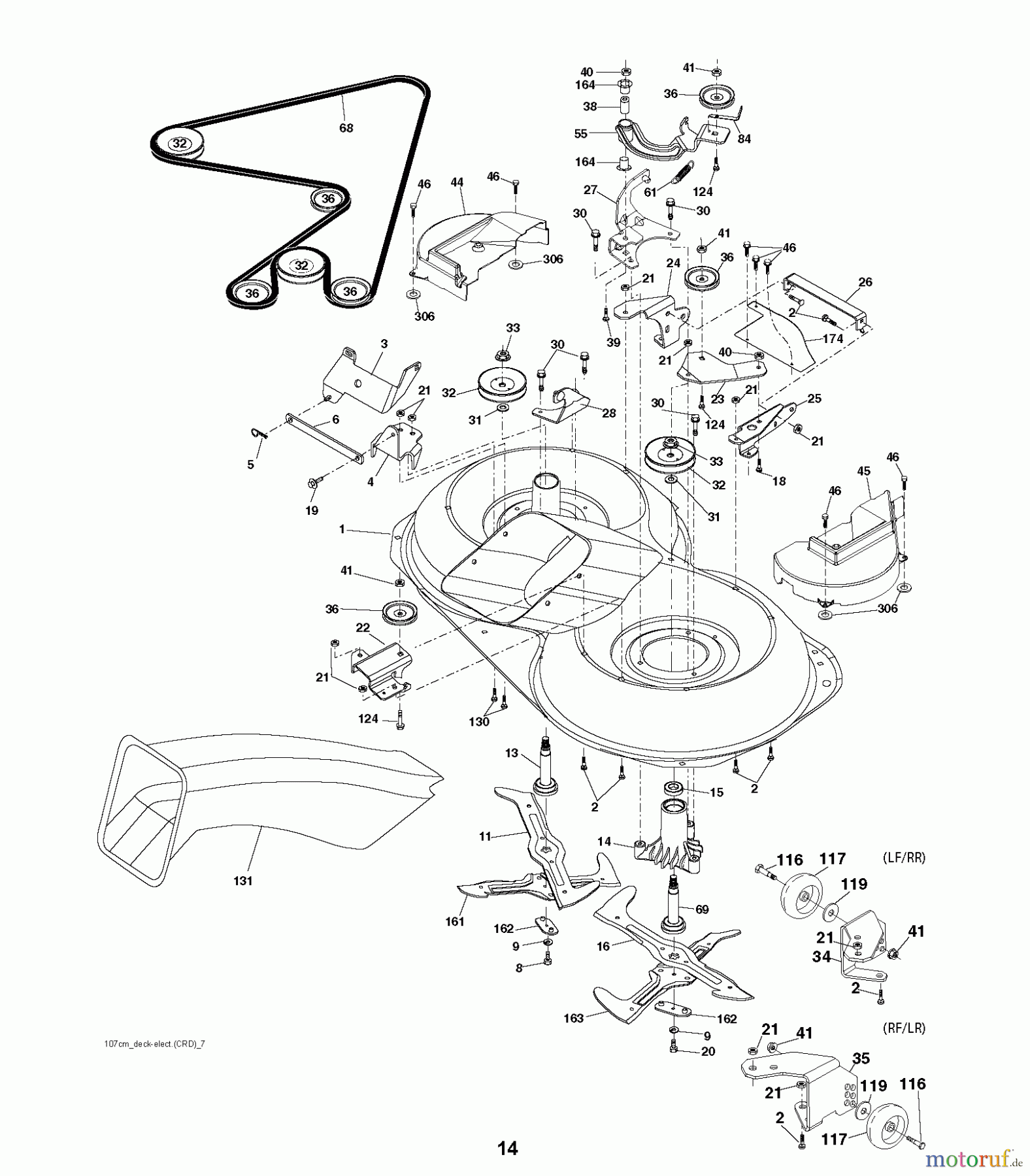  Jonsered Rasen  und Garten Traktoren LT2223 CMA2 (96061024300) - Jonsered Lawn & Garden Tractor (2009-01) MOWER DECK / CUTTING DECK