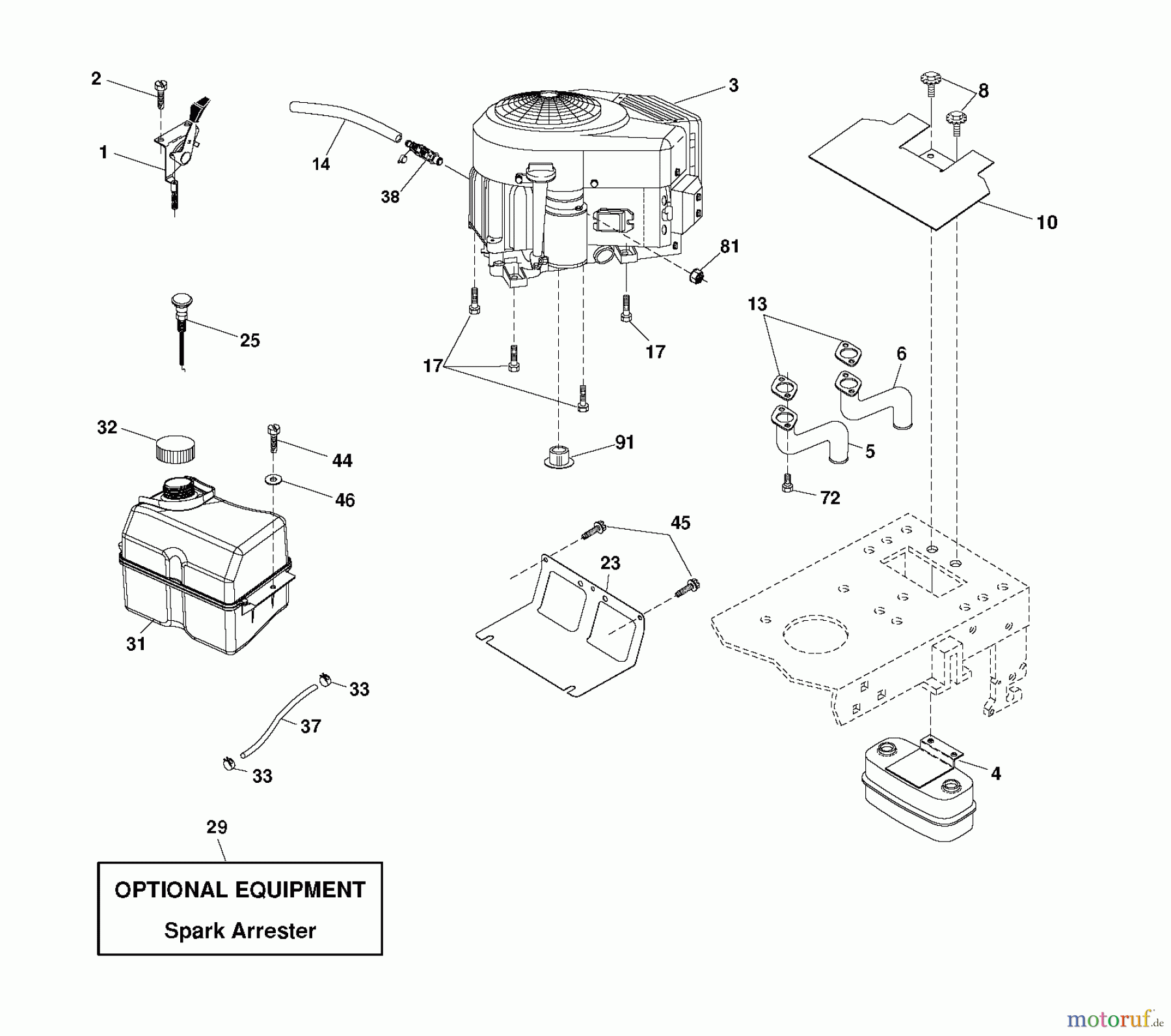  Jonsered Rasen  und Garten Traktoren LT2223 CMA2 (96061026801) - Jonsered Lawn & Garden Tractor (2010-08) ENGINE