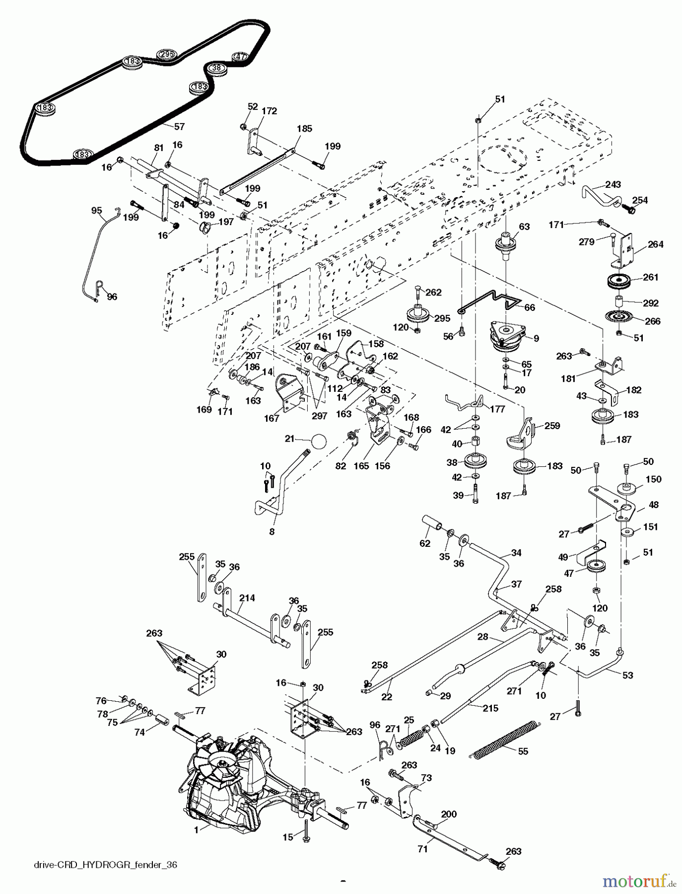  Jonsered Rasen  und Garten Traktoren LT2223 CMA2 (96061032400) - Jonsered Lawn & Garden Tractor (2010-11) DRIVE