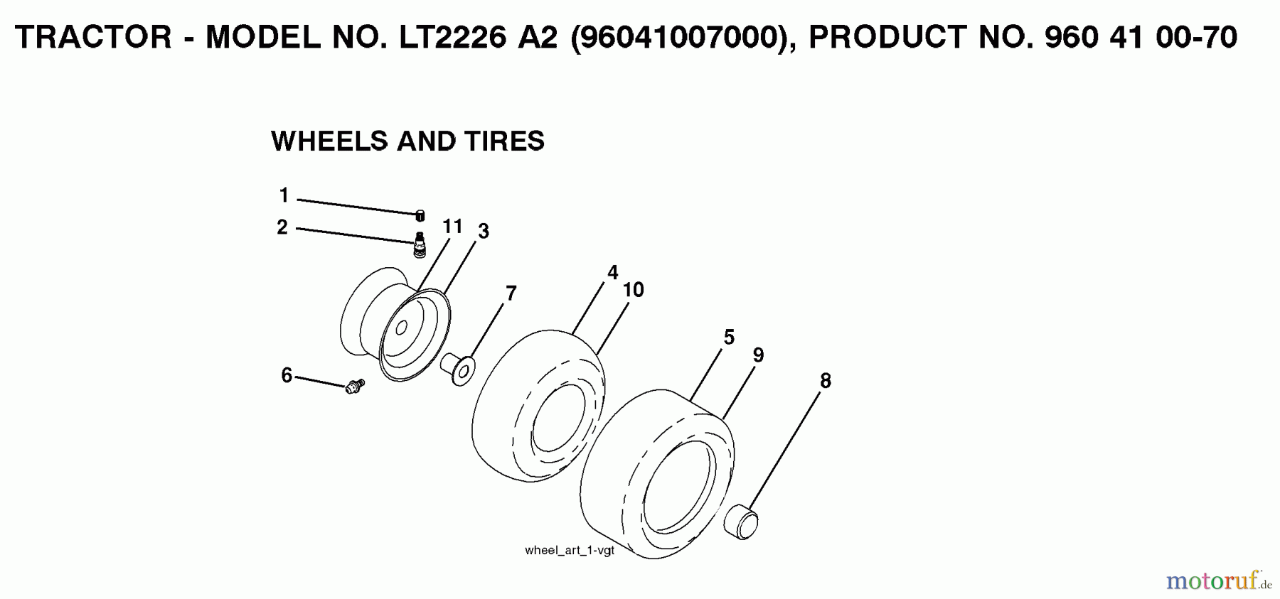  Jonsered Rasen  und Garten Traktoren LT2226 A2 (96041007000) - Jonsered Lawn & Garden Tractor (2008-02) WHEELS TIRES