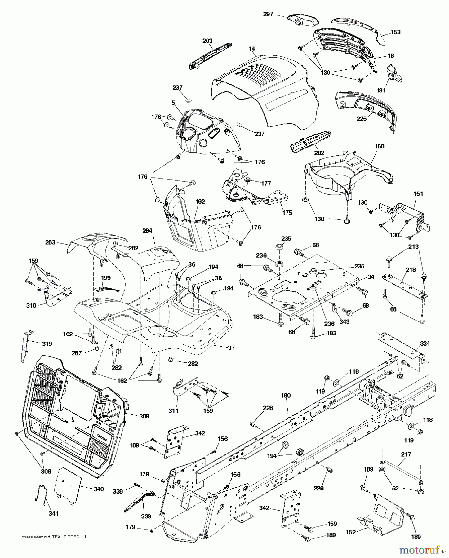  Jonsered Rasen  und Garten Traktoren LT2316 CM (96051000403) - Jonsered Lawn & Garden Tractor (2013-05) CHASSIS ENCLOSURES
