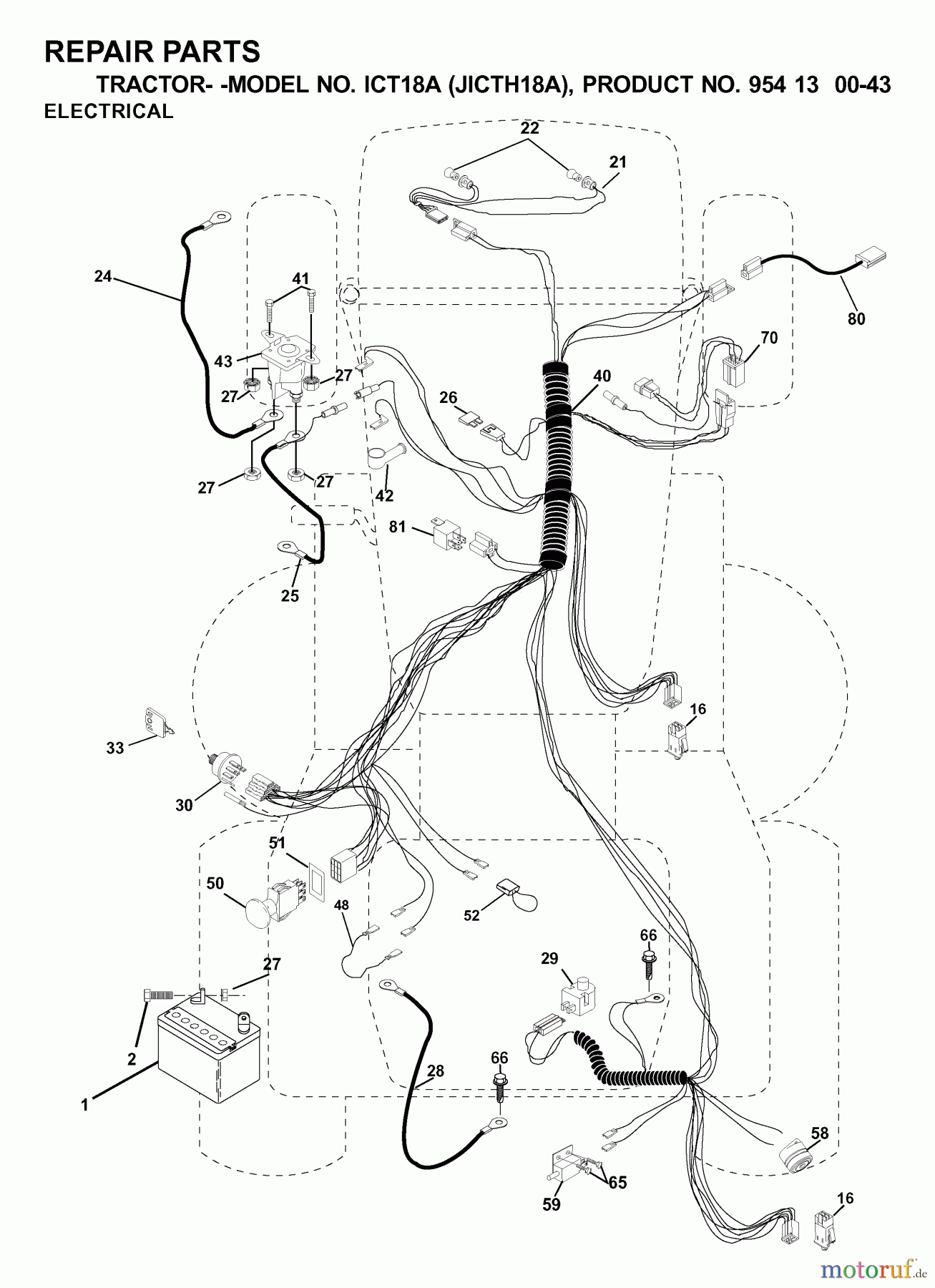  Jonsered Rasen  und Garten Traktoren ICT18A (JICTH18A, 954130043) - Jonsered Lawn & Garden Tractor (2000-03) ELECTRICAL
