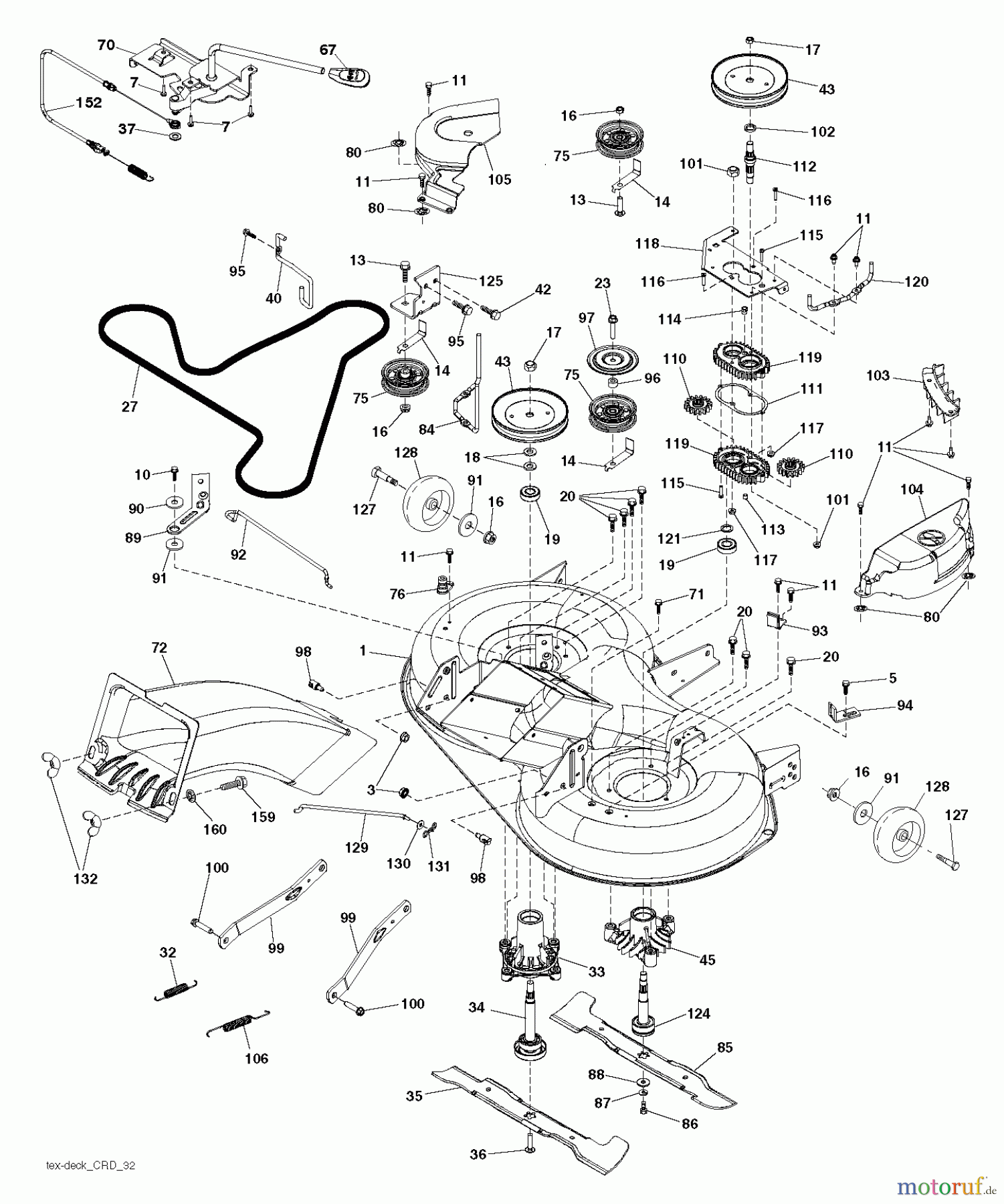  Jonsered Rasen  und Garten Traktoren LT2316 CM (96051000403) - Jonsered Lawn & Garden Tractor (2013-05) MOWER DECK / CUTTING DECK