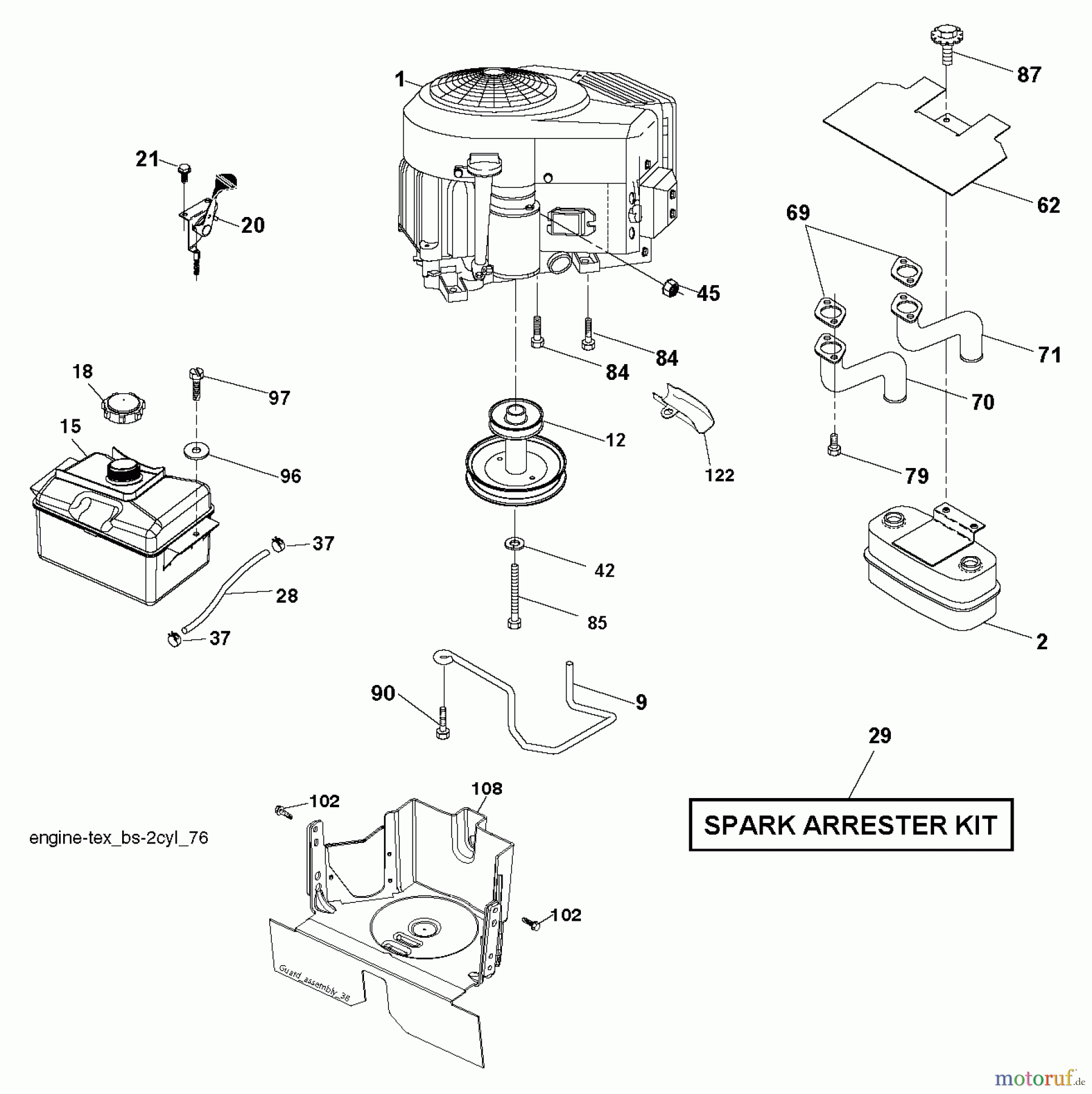 Jonsered Rasen und Garten Traktoren LT2316 CMA2 (96051002200) - Jonsered Lawn & Garden Tractor (2011-01) ENGINE