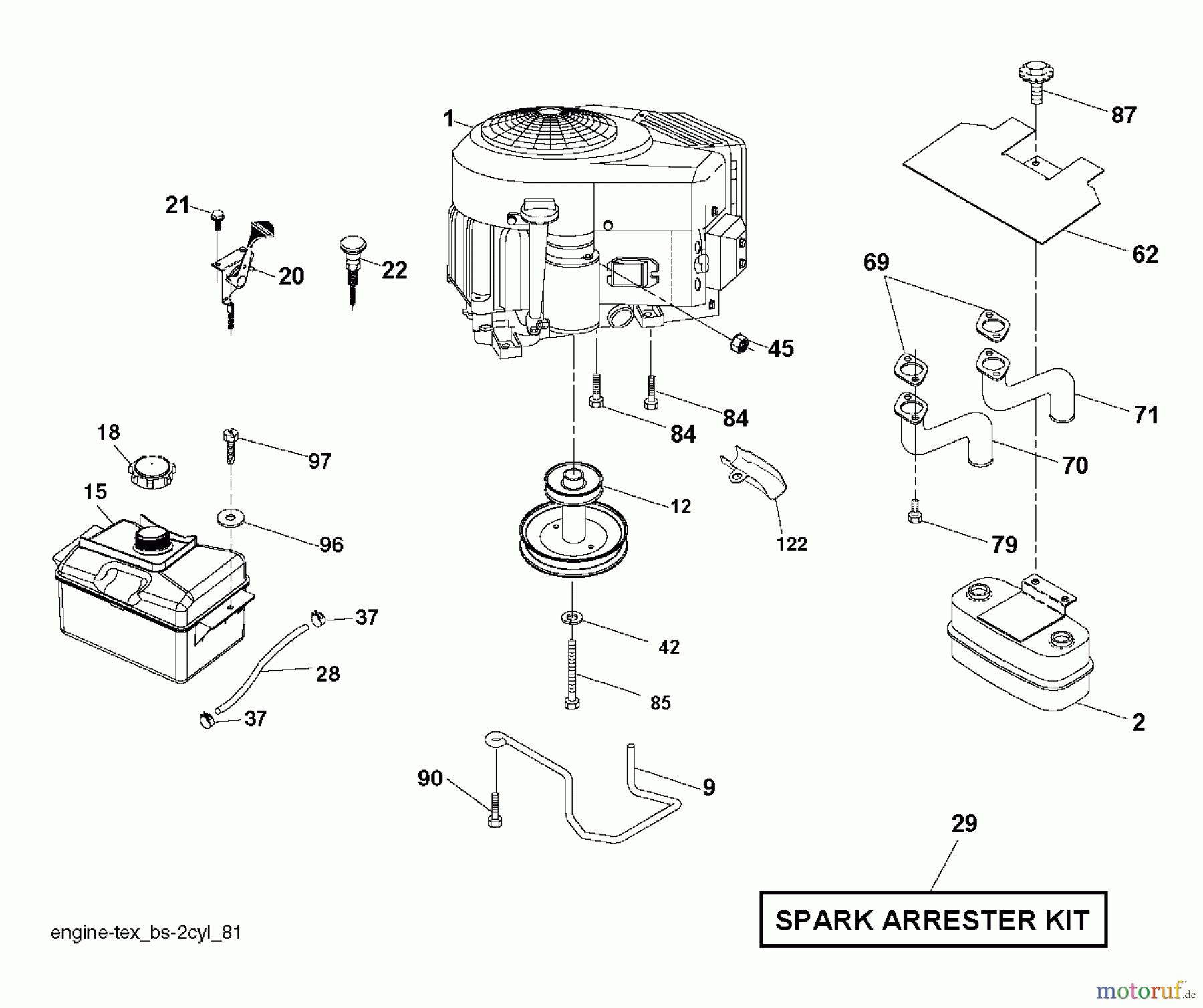  Jonsered Rasen  und Garten Traktoren LT2317 CMA2 (96051004300) - Jonsered Lawn & Garden Tractor (2012-01) ENGINE