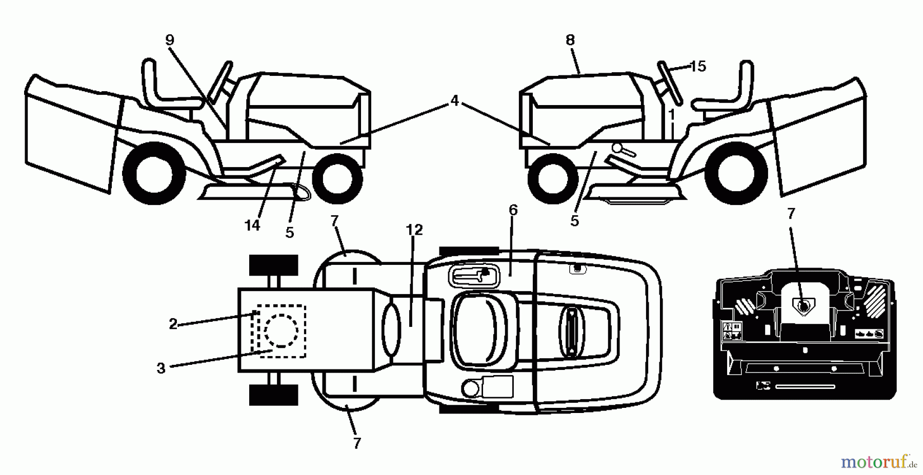  Jonsered Rasen  und Garten Traktoren LT2317 CMA2 (96051008001) - Jonsered Lawn & Garden Tractor (2013-01) DECALS