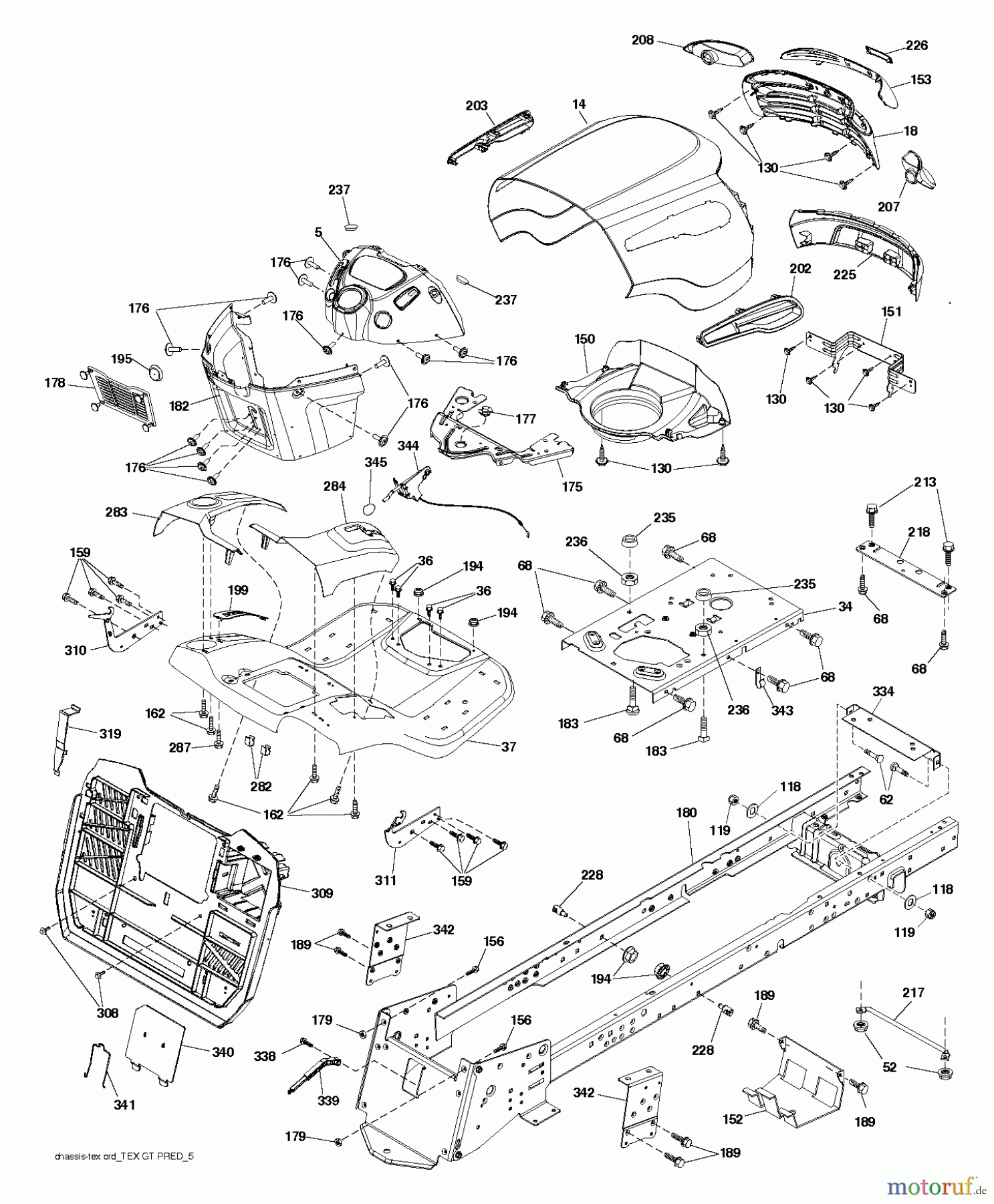  Jonsered Rasen  und Garten Traktoren LT2317 CMA2 (96051010300) - Jonsered Lawn & Garden Tractor (2013-06) CHASSIS ENCLOSURES