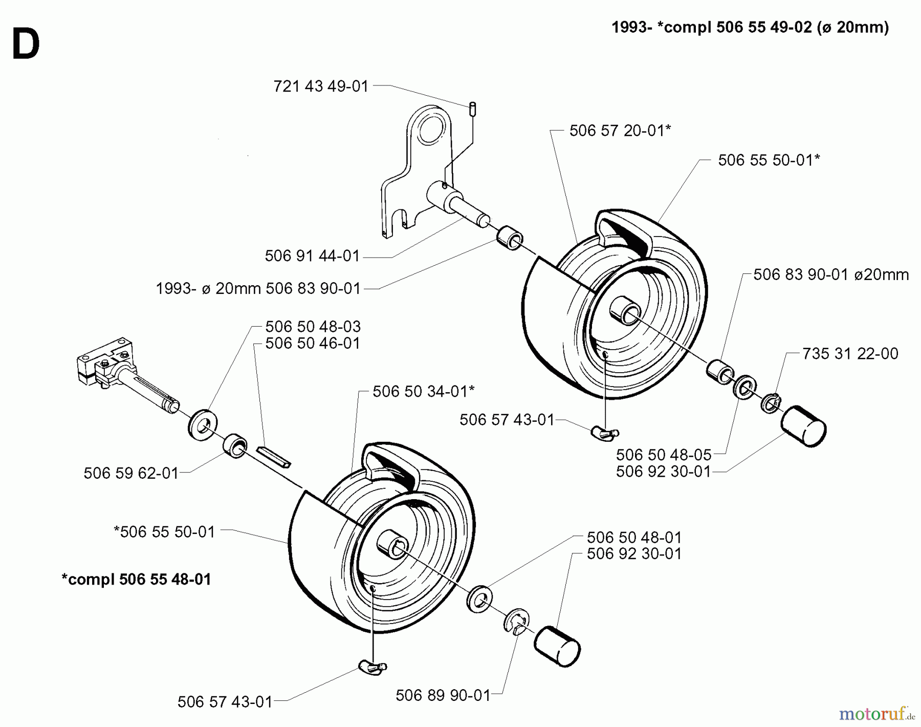  Jonsered Reitermäher FR13 - Jonsered Rear-Engine Riding Mower (2000-02) WHEELS TIRES