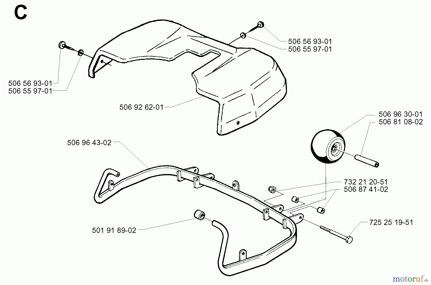  Jonsered Reitermäher FR13 - Jonsered Rear-Engine Riding Mower (2001-01) PROTECTION FRAME