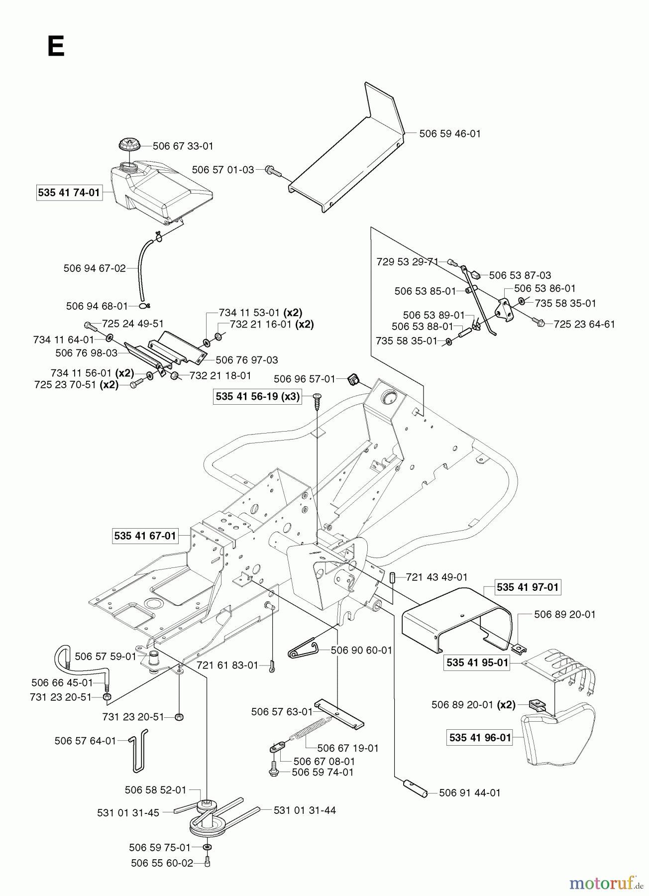  Jonsered Reitermäher FR2111 - Jonsered Rear-Engine Riding Mower (2002-03) CHASSIS / FRAME #1